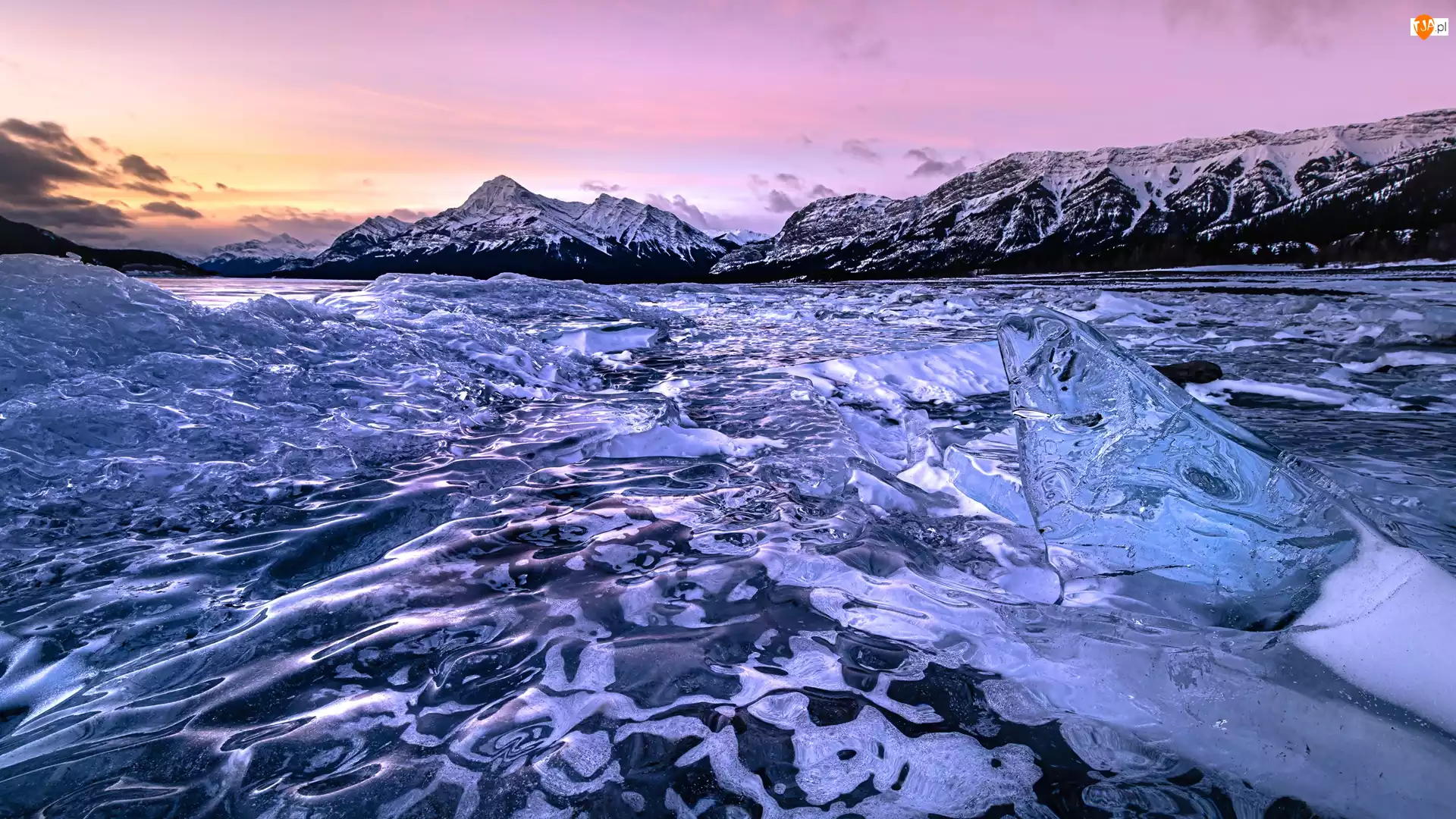 Lód, Zamarznięte, Kanada, Góry, Alberta, Abraham Lake, Jezioro