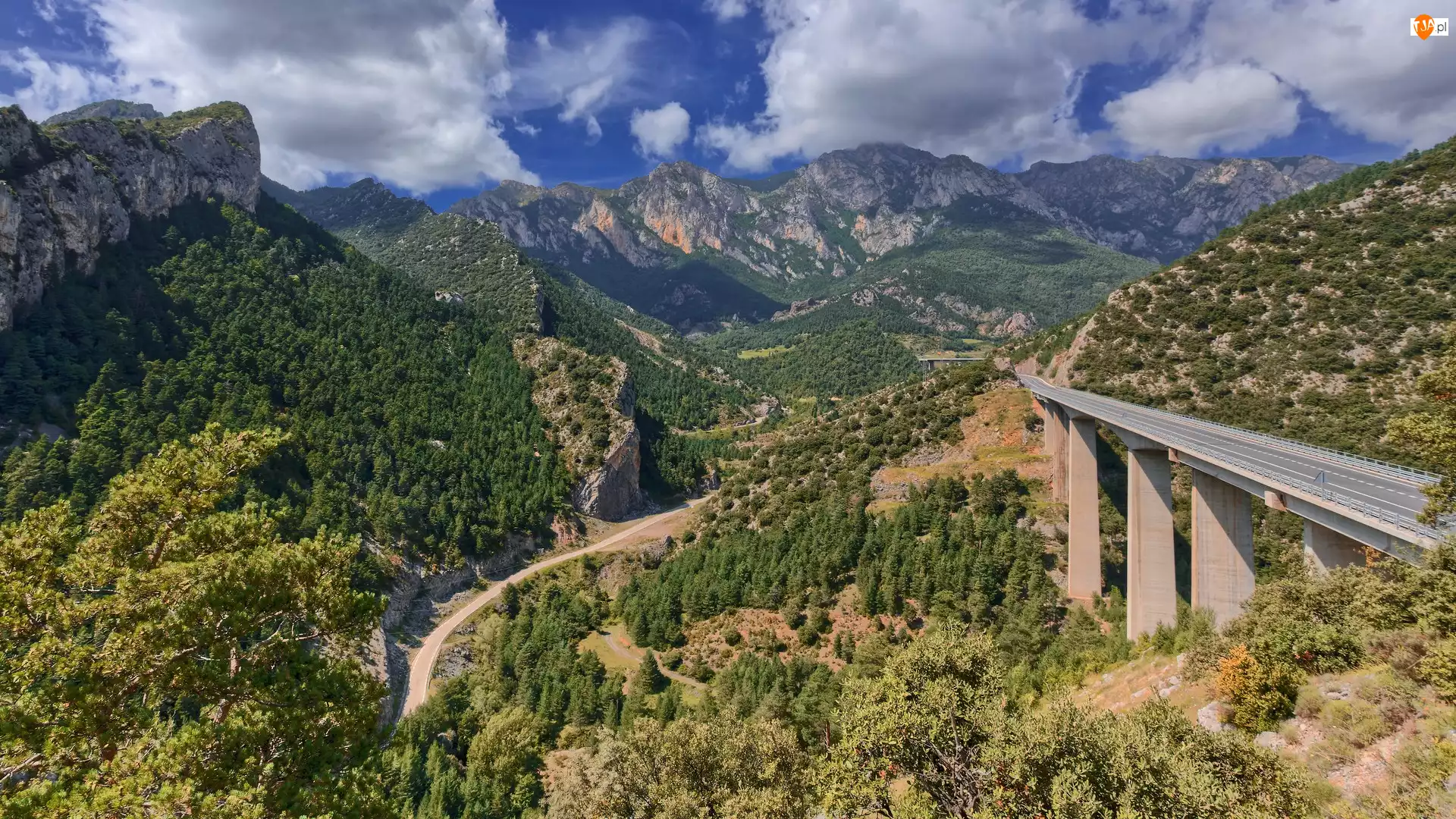 Łańcuch Górski, Pireneje, Pont du Vecchio, Góry, Most, Droga, Francja