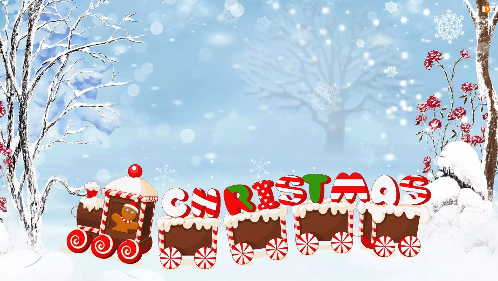 Napis, Boże Narodzenie, Świąteczny, Christmas, Zima, Pociąg, 2D, Śnieg