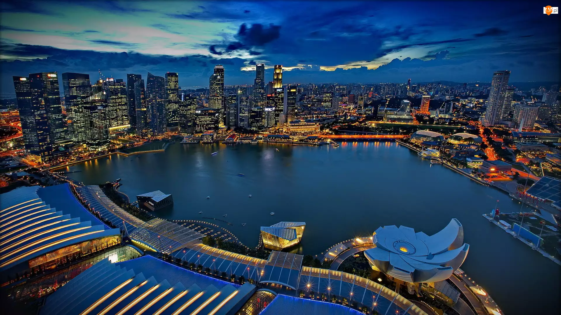 Panorama, Singapur, Nocą