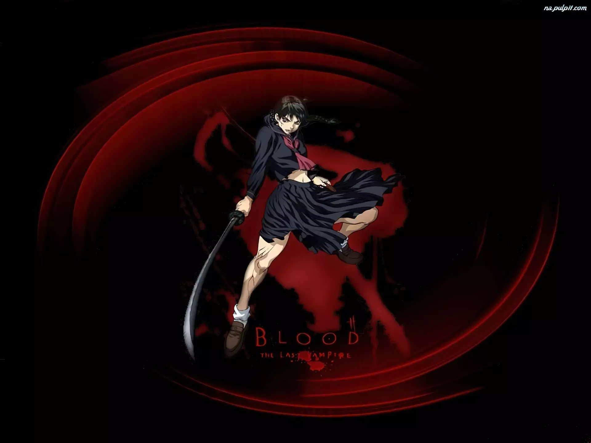 napis, Blood The Last Vampire, krew, postać, miecz