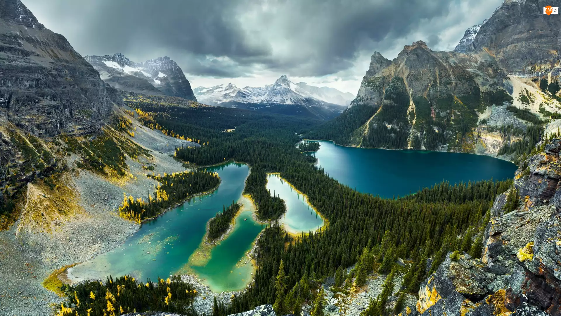 Kolumbia Brytyjska, Park Narodowy Yoho, Chmury, Kanada, Góry, Jezioro Lake OHara, Jezioro Mary Lake