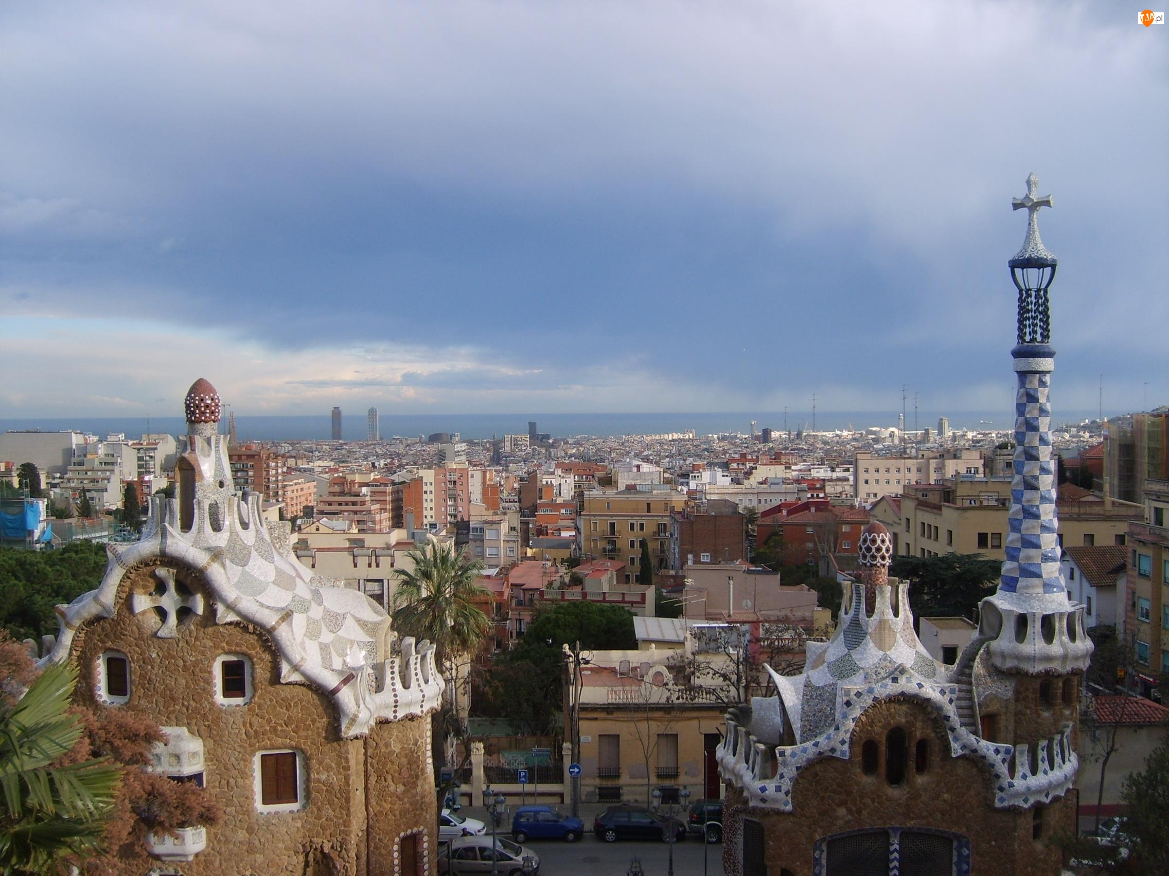 Barcelona, Hiszpania, Stolica, Park Gźell, Miasto, Gaudi