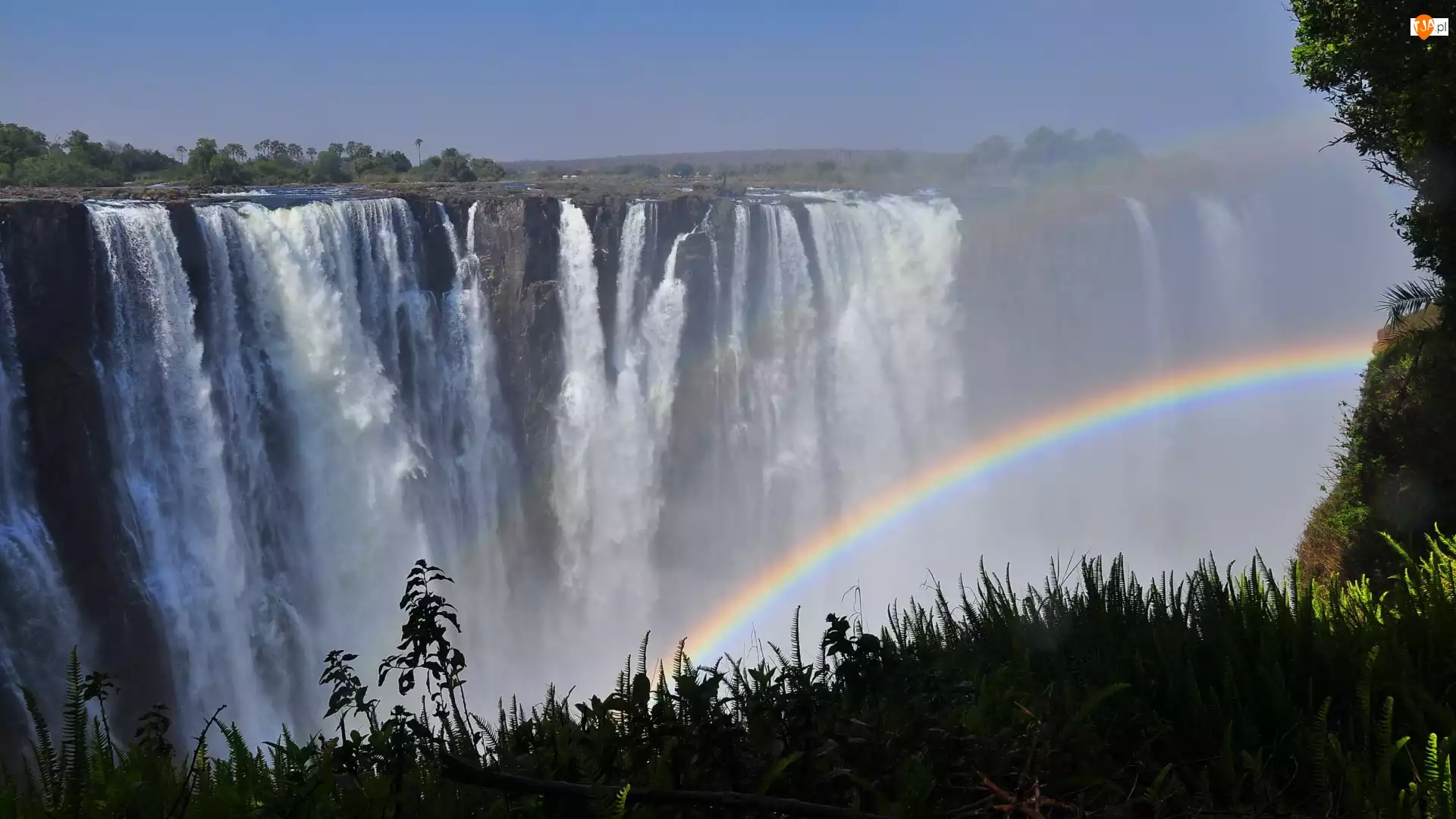 Wodospad, Victoria Falls, Afryka, Wodospady Wiktorii, Zimbabwe, Park Narodowy Wodospadów Wiktorii, Tęcza