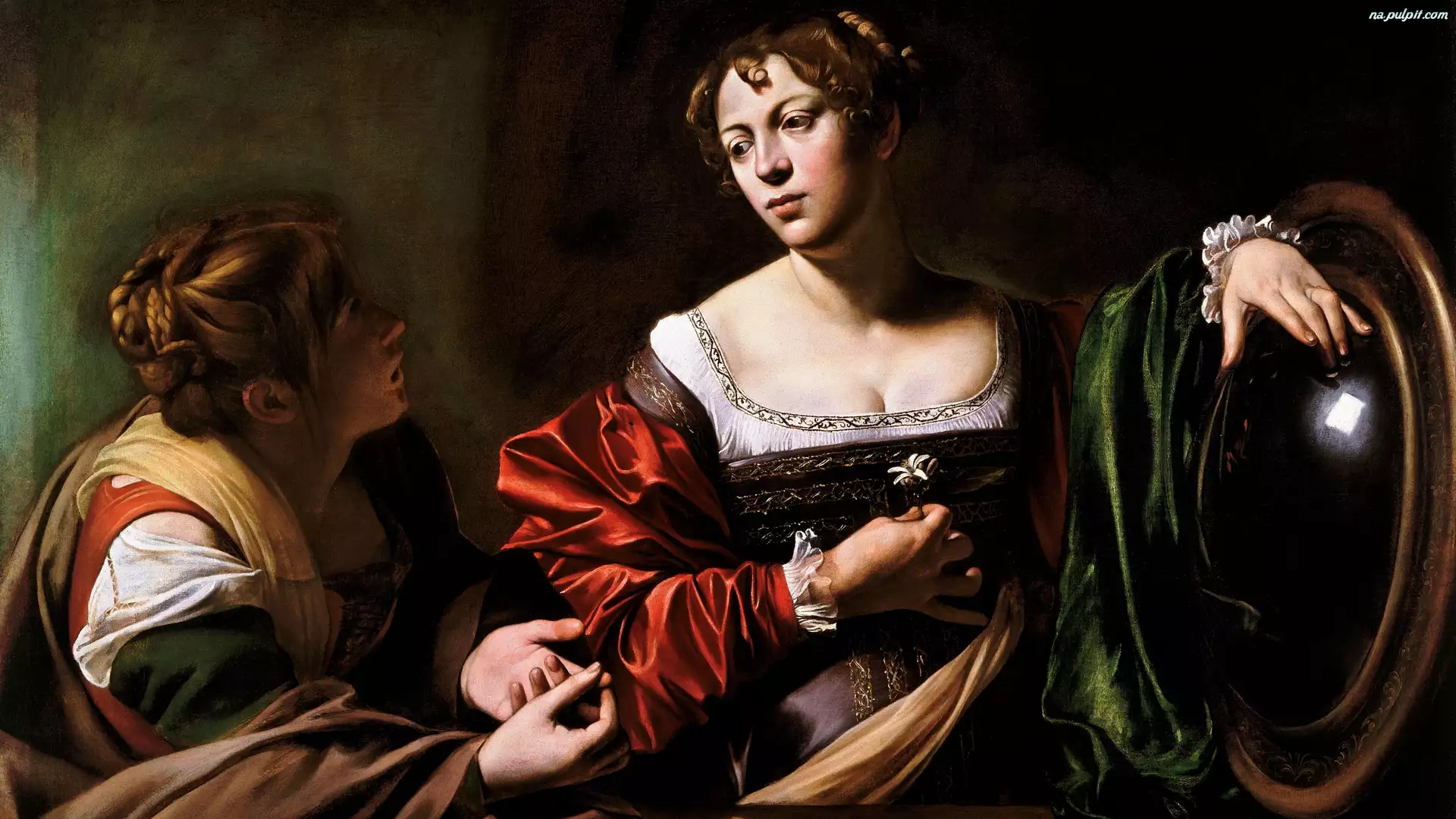 Obraz, Michelangelo Merisi da Caravaggio, Szaty, Malarstwo, Kolorowe, Kobiety, Dwie