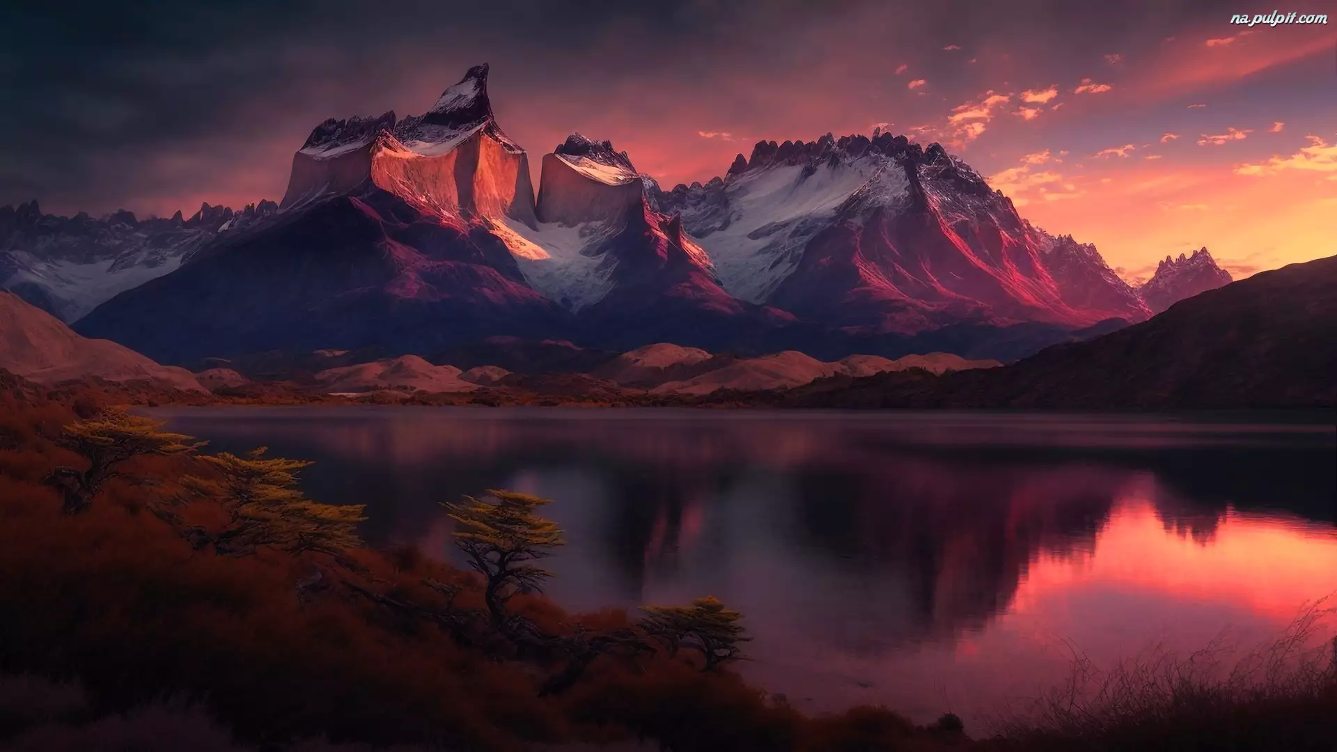 Patagonia, Chile, Lago Nordenskjold, Park Narodowy Torres del Paine, Jezioro, Góry