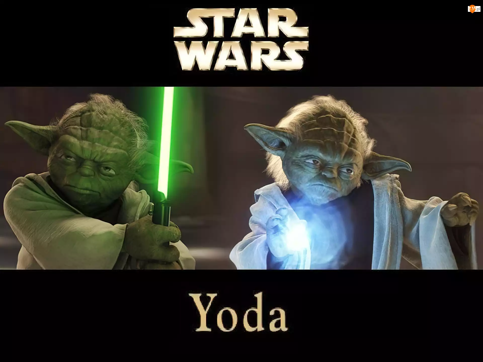 logo, mistrz Yoda, Star Wars, postacie