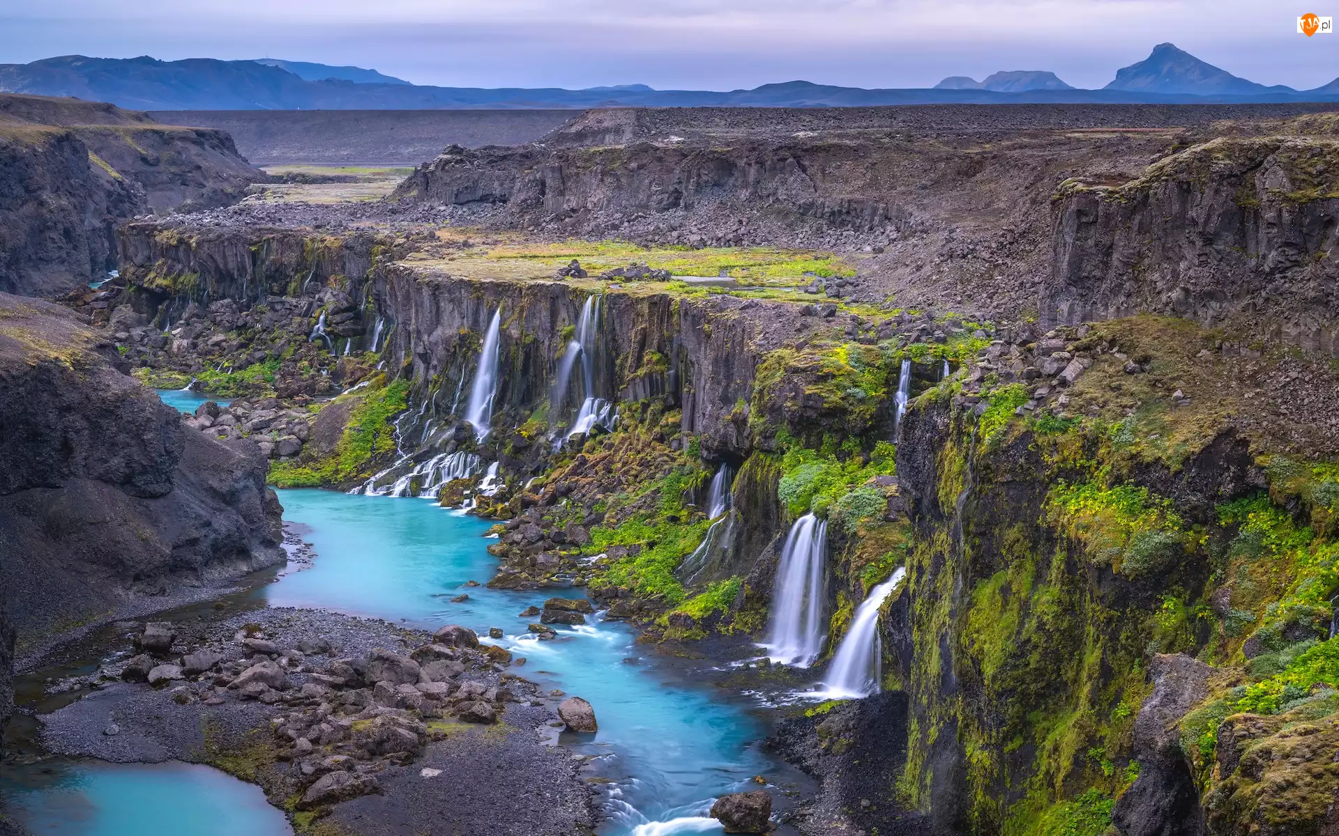 Rzeka, Islandia, Wodospady Sigoldugljufur, Valley of Tears, Wąwóz Sigoldugljufur, Dolina