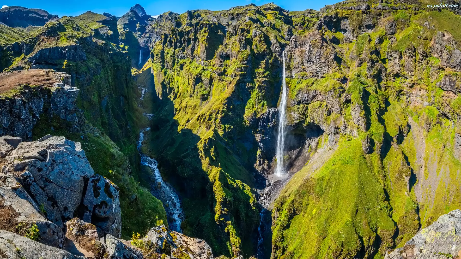 Kanion, GĂłry, Wodospad, Islandia, Mulagljufur, Hangandifoss