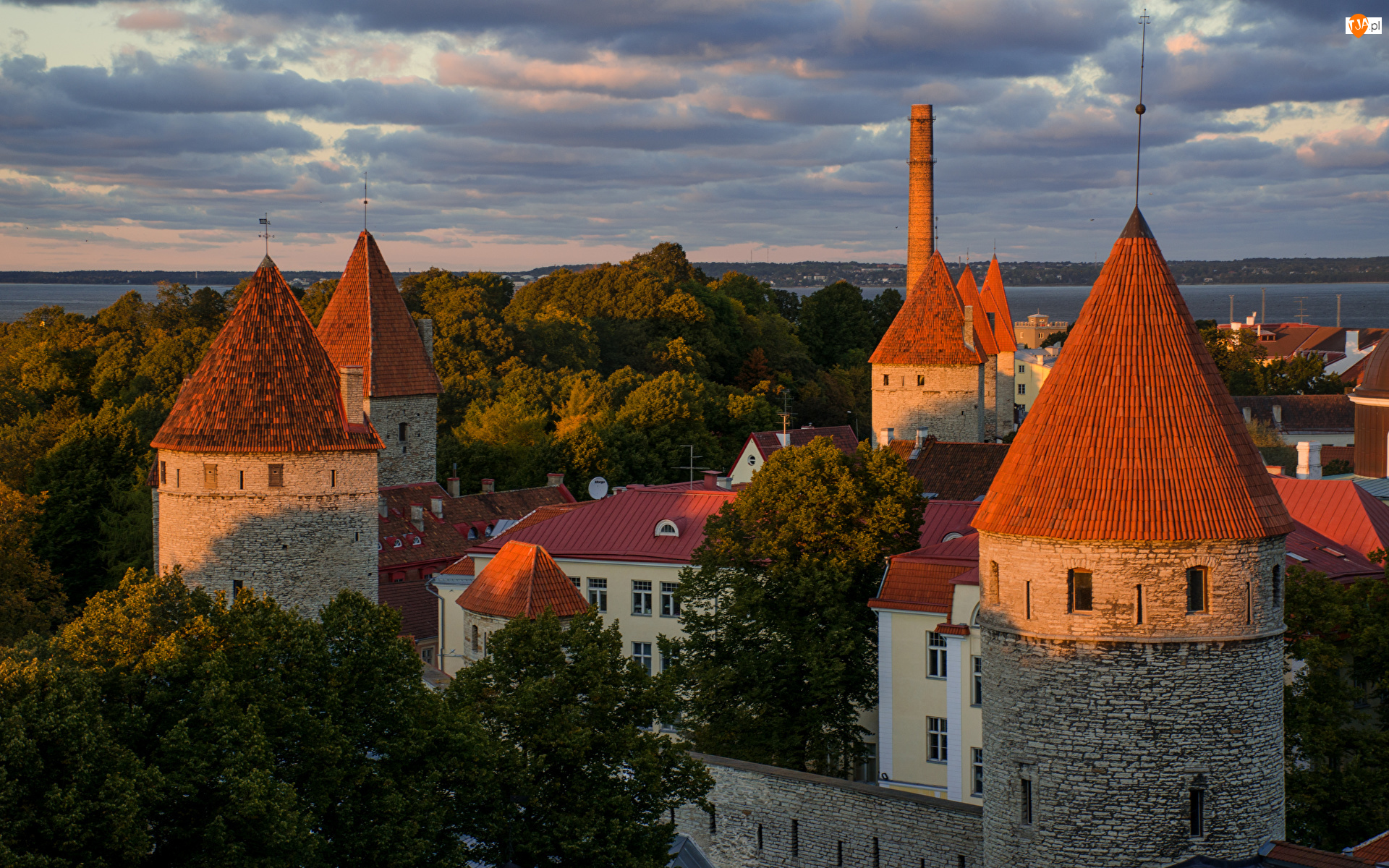 Tallinn, Estonia, Twierdza Patarei, Drzewa, Domy, Wieże
