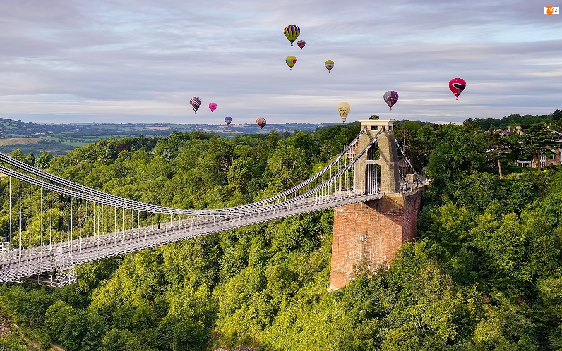 Bristol, Balony, Las, Anglia, Clifton Suspension Bridge, Most, Niebo