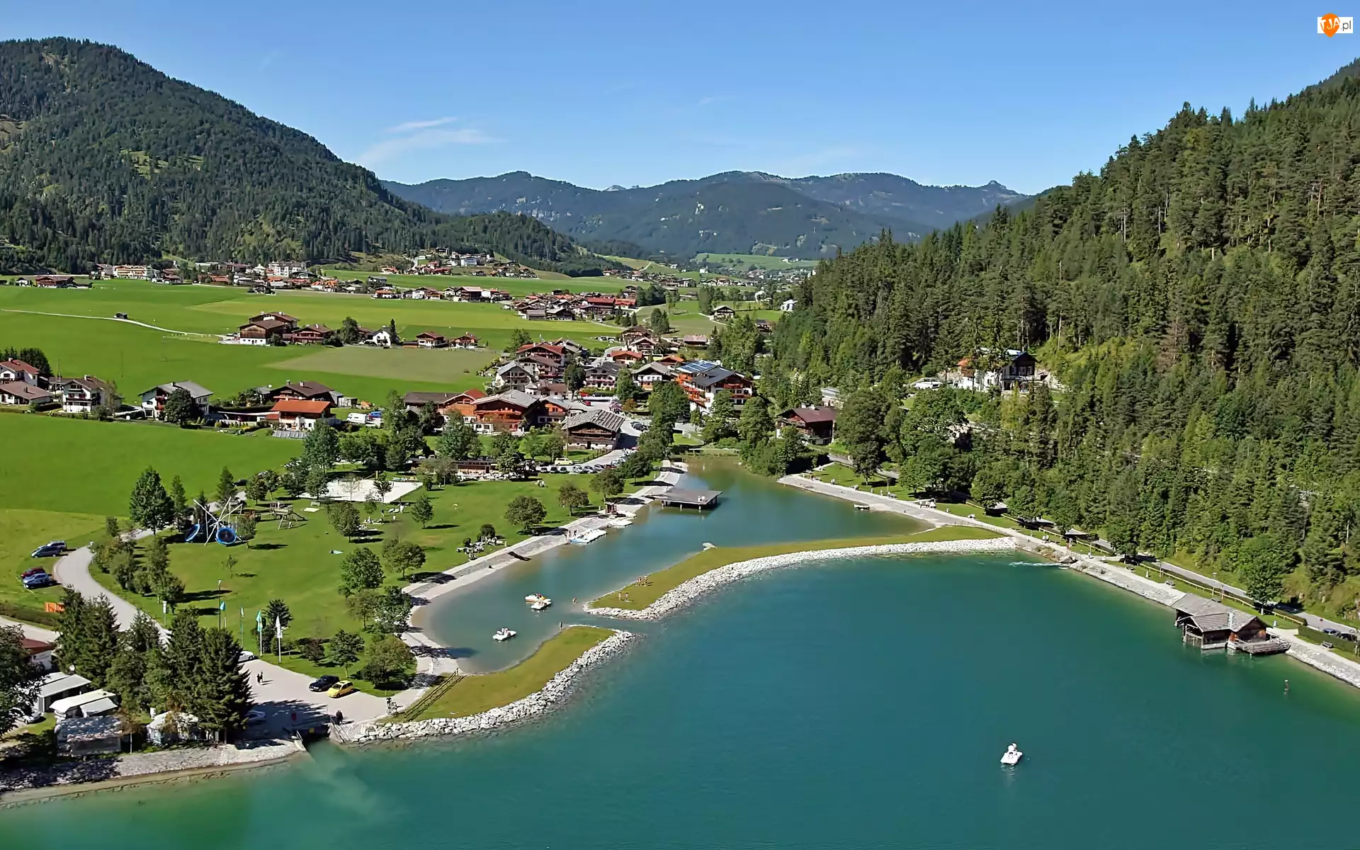 Achensee, Tyrol, Dolina, Wioska, Góry, Jezioro, Archenkirch, Lasy