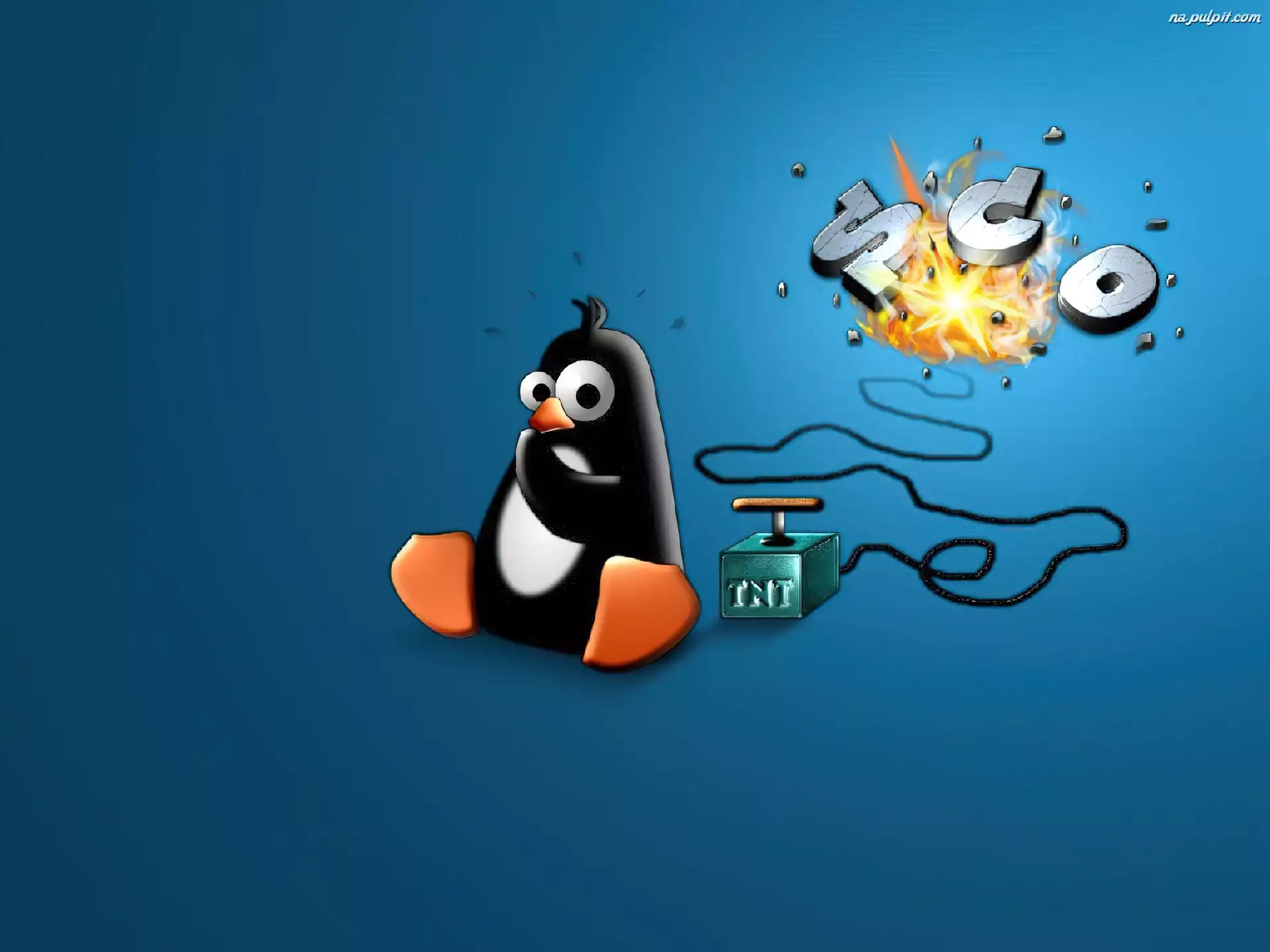 detonator, Linux, grafika, pingwin