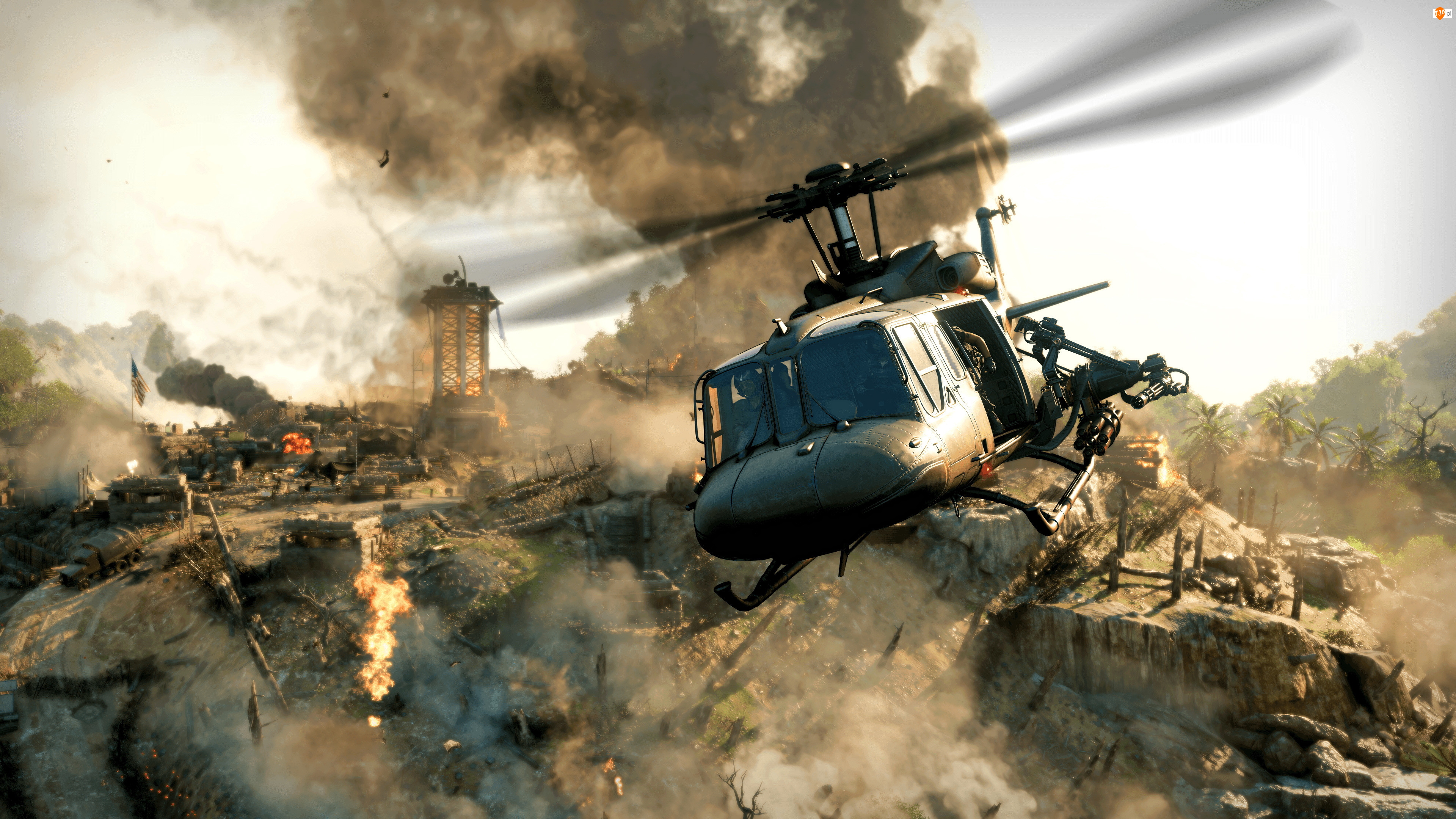 Ogień, Helikopter, Call of Duty Black Ops Cold War, Gra, Ruiny