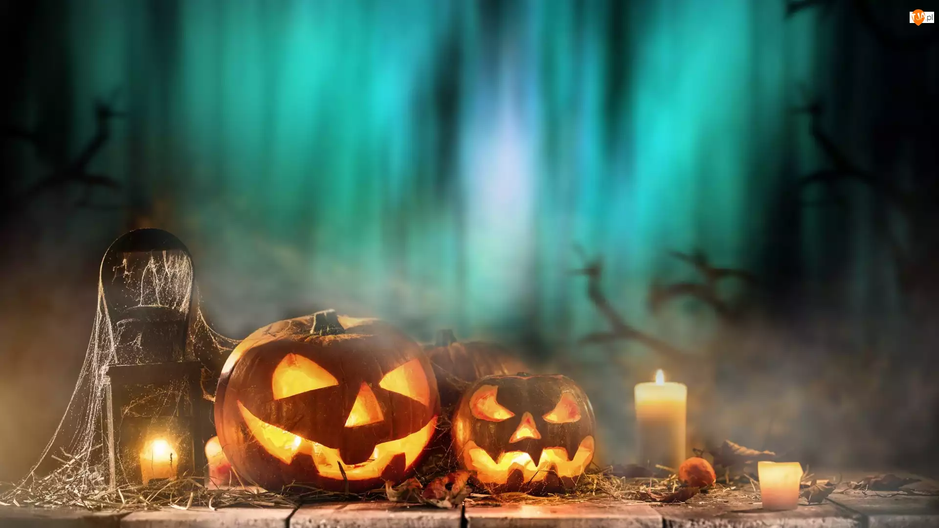 Lampion, Halloween, Dynie, Świece