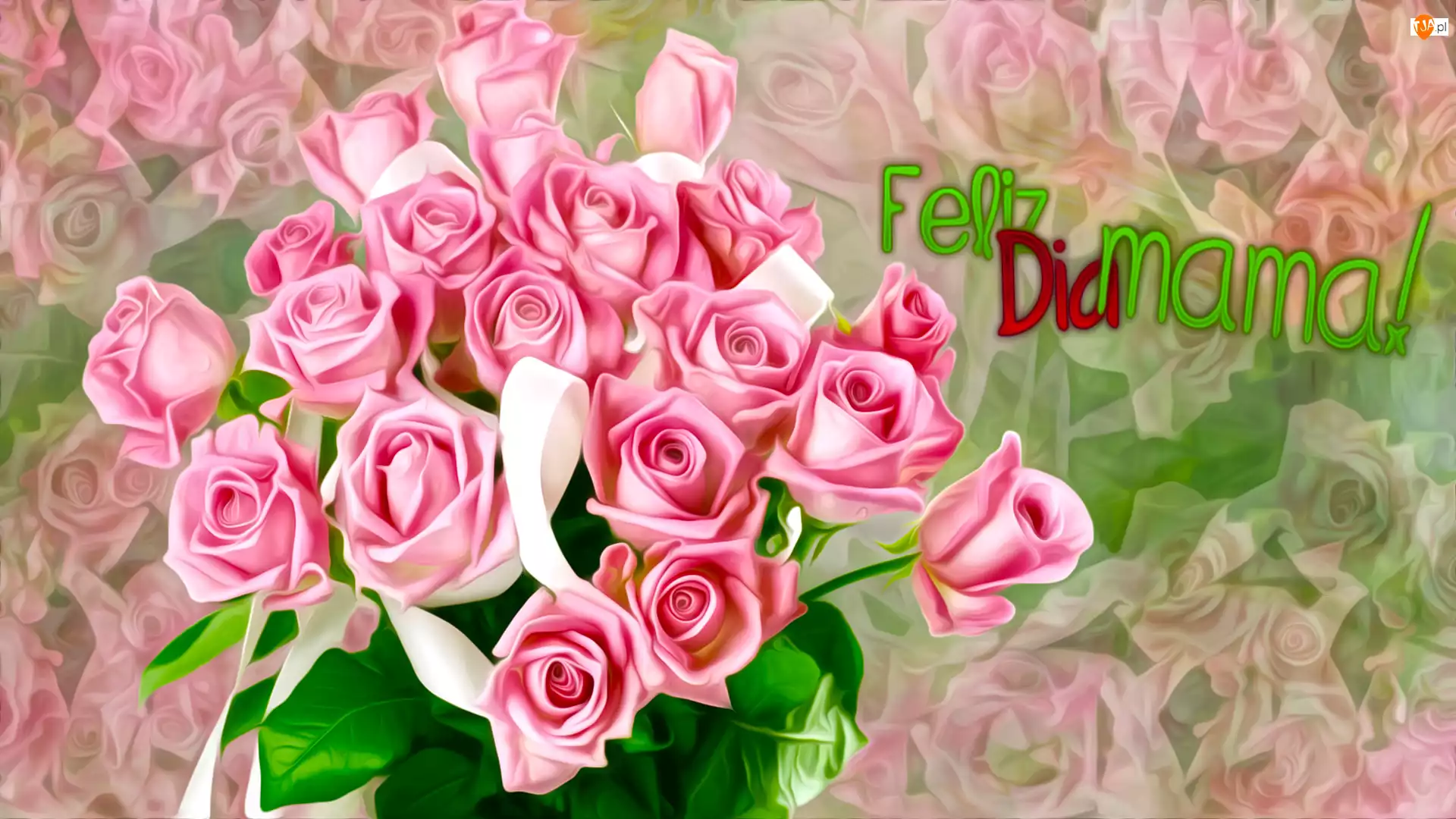 Róże, Kwiaty, Napis, Grafika, Dzień Matki, Feliz Dia Mama