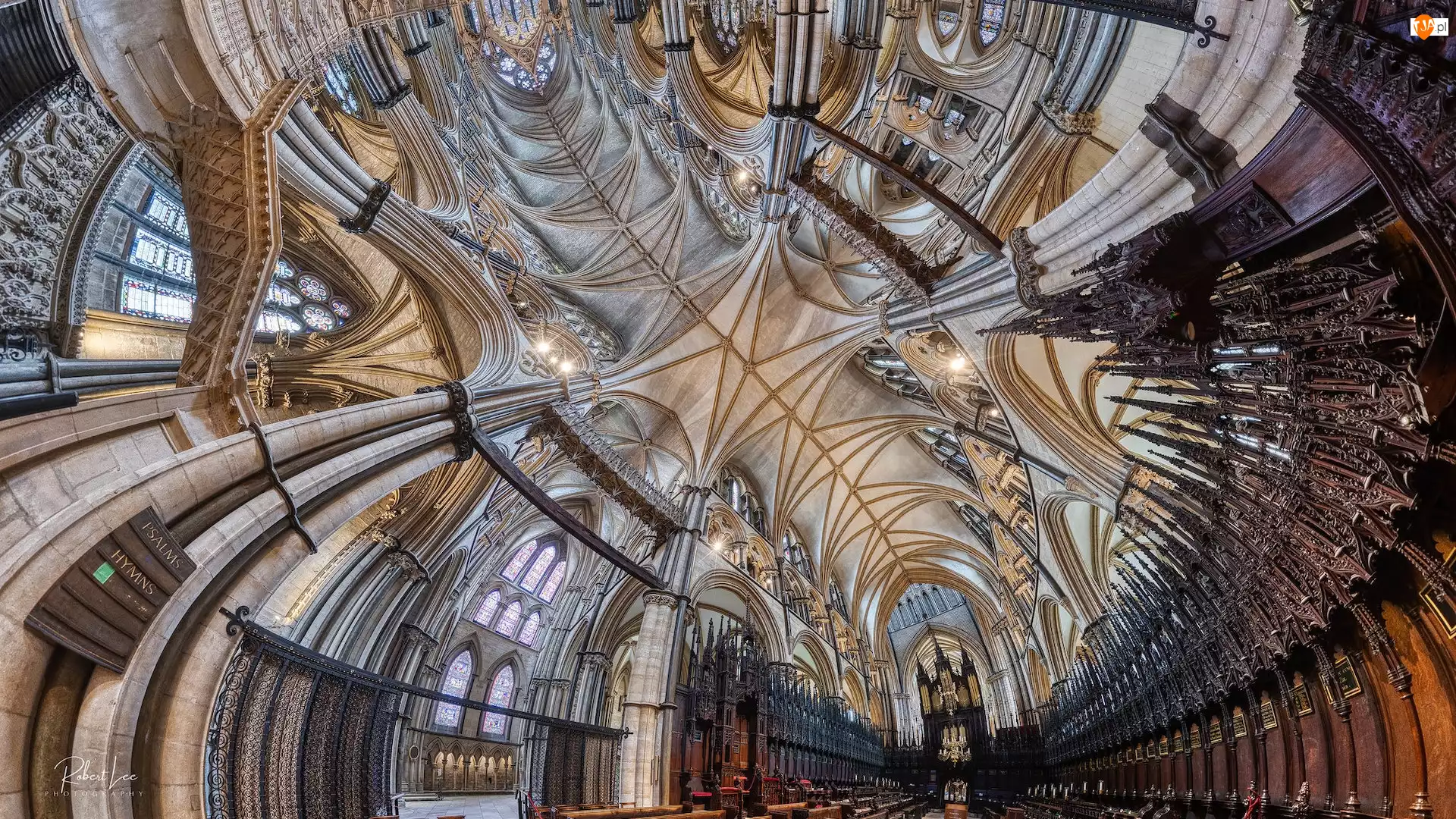 Katedra, Wnętrze, Lincoln, Anglia, Panorama sferyczna