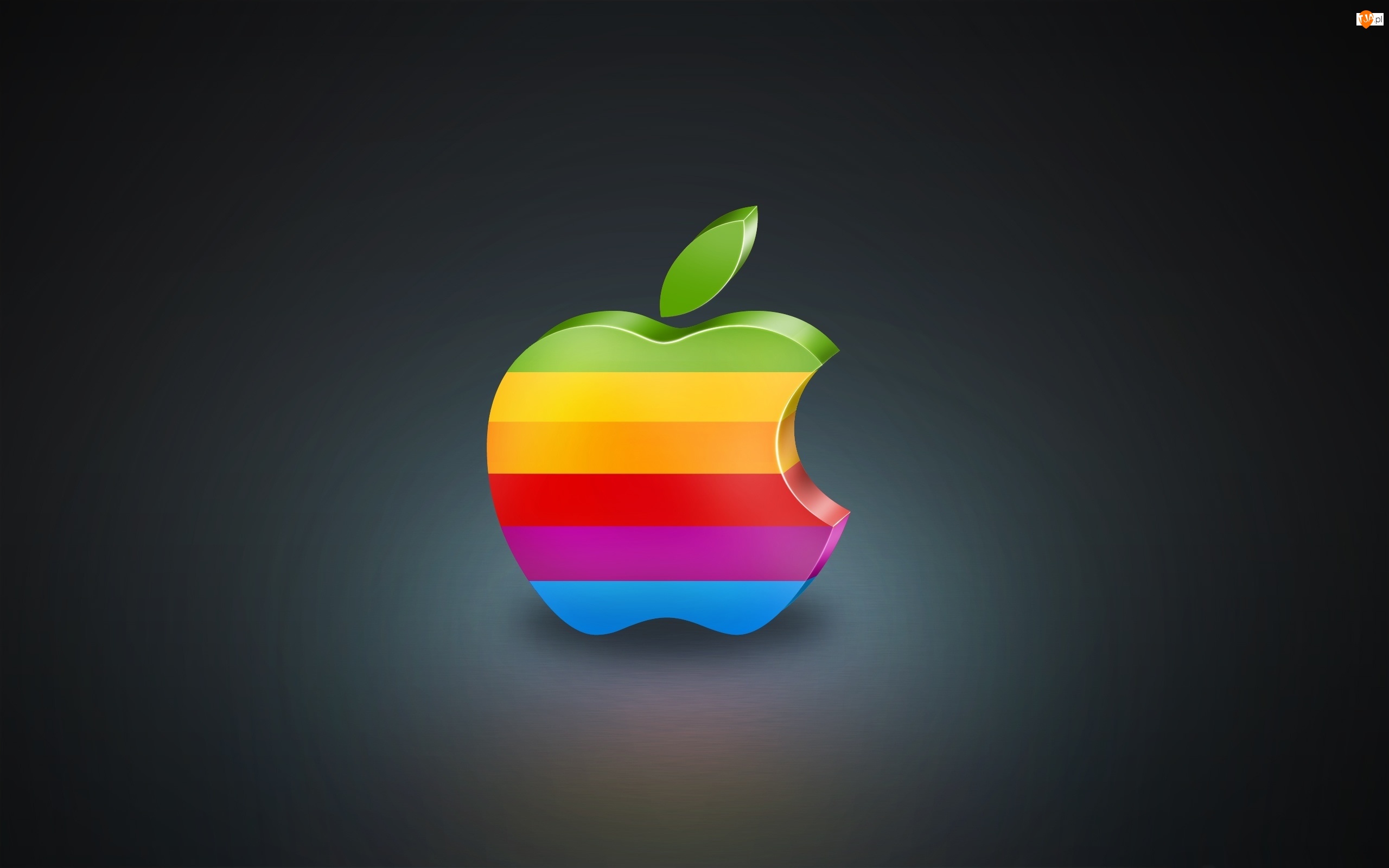 Apple, 3D, Logo, Kolorowe, Tęcza