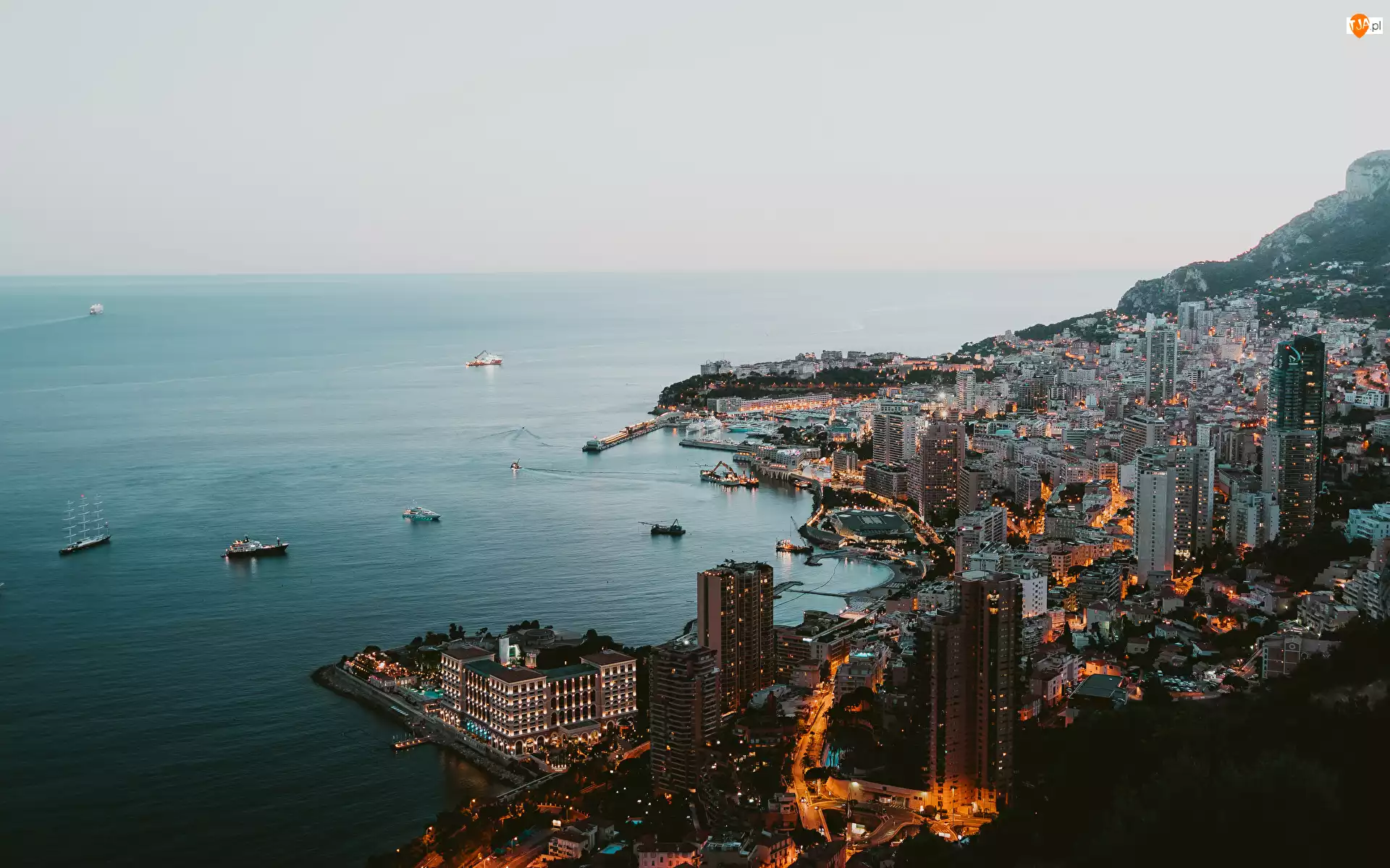 Monte Carlo, Monako, Lazurowe Wybrzeże, Statki, Morze Liguryjskie, Domy