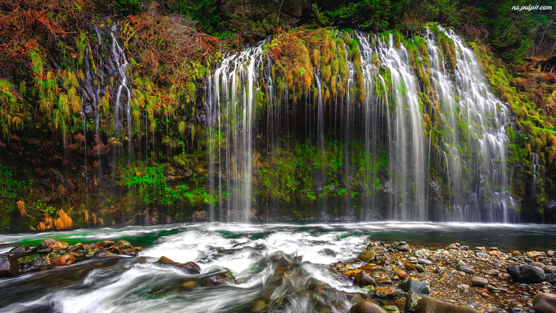 Stany Zjednoczone, Wodospad Mossbrae Falls, Kamienie, Stan Kalifornia