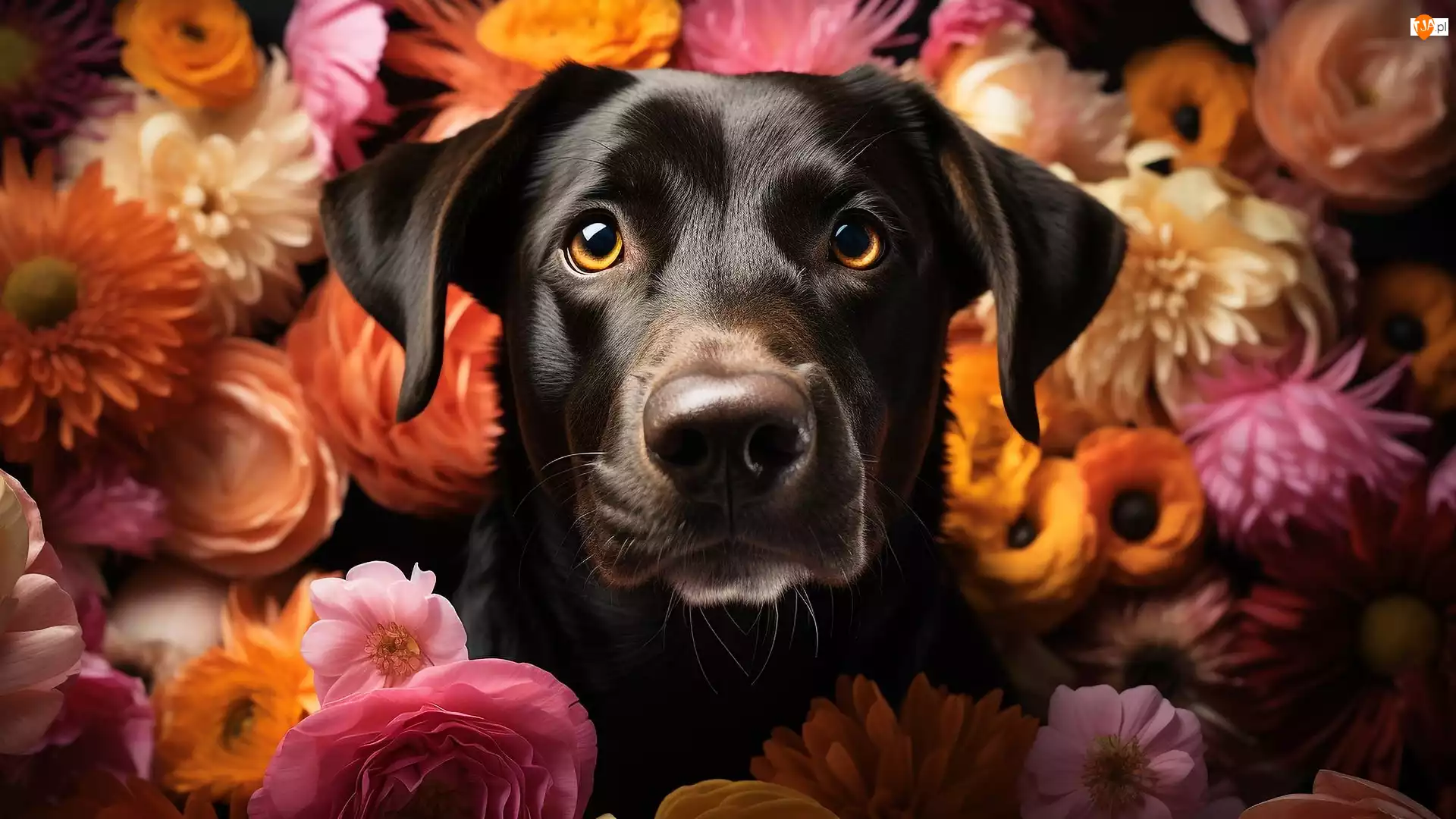 Kwiaty, Pies, Mordka