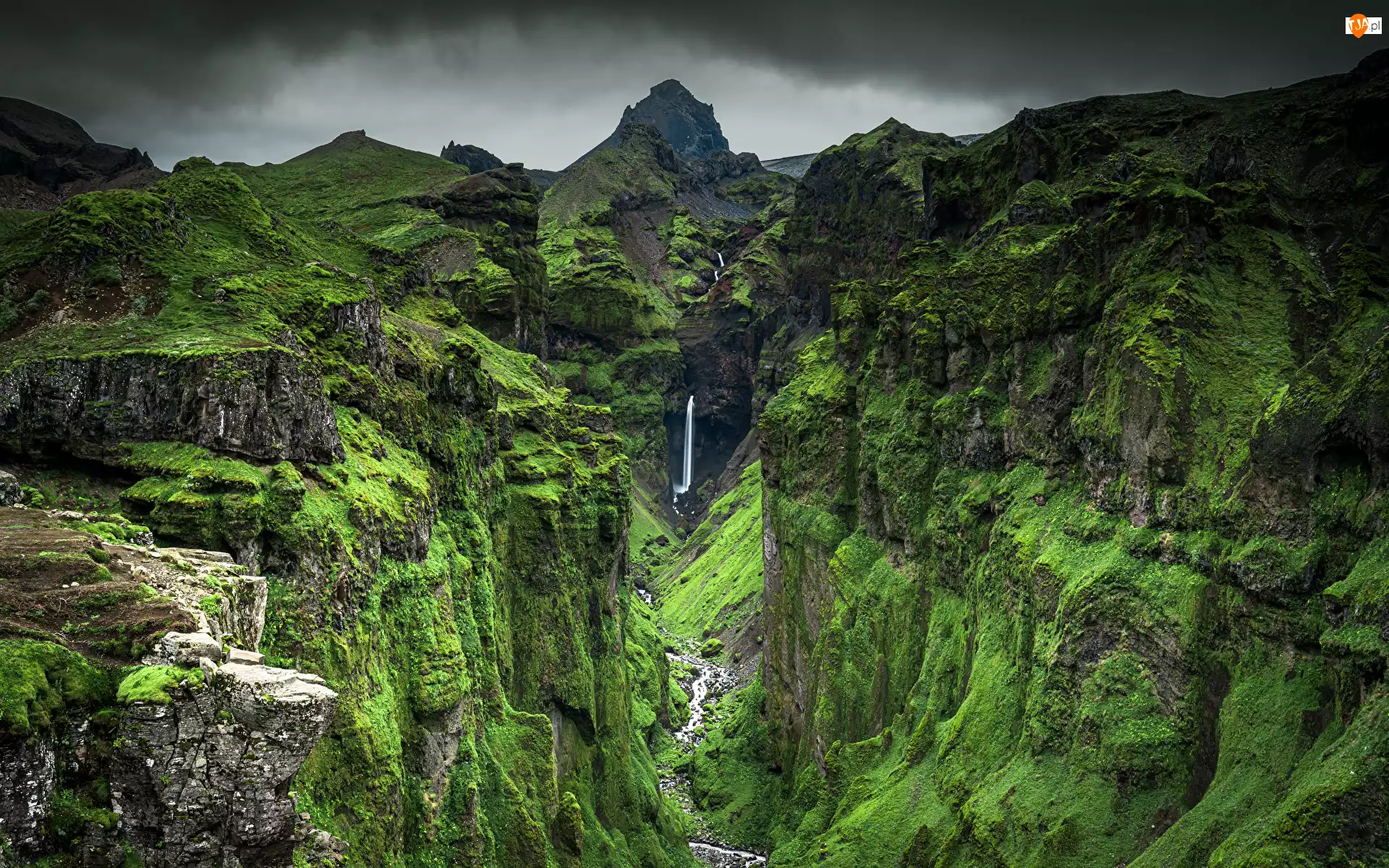 Wodospad, Islandia, Kanion Mulagljufur, Skały