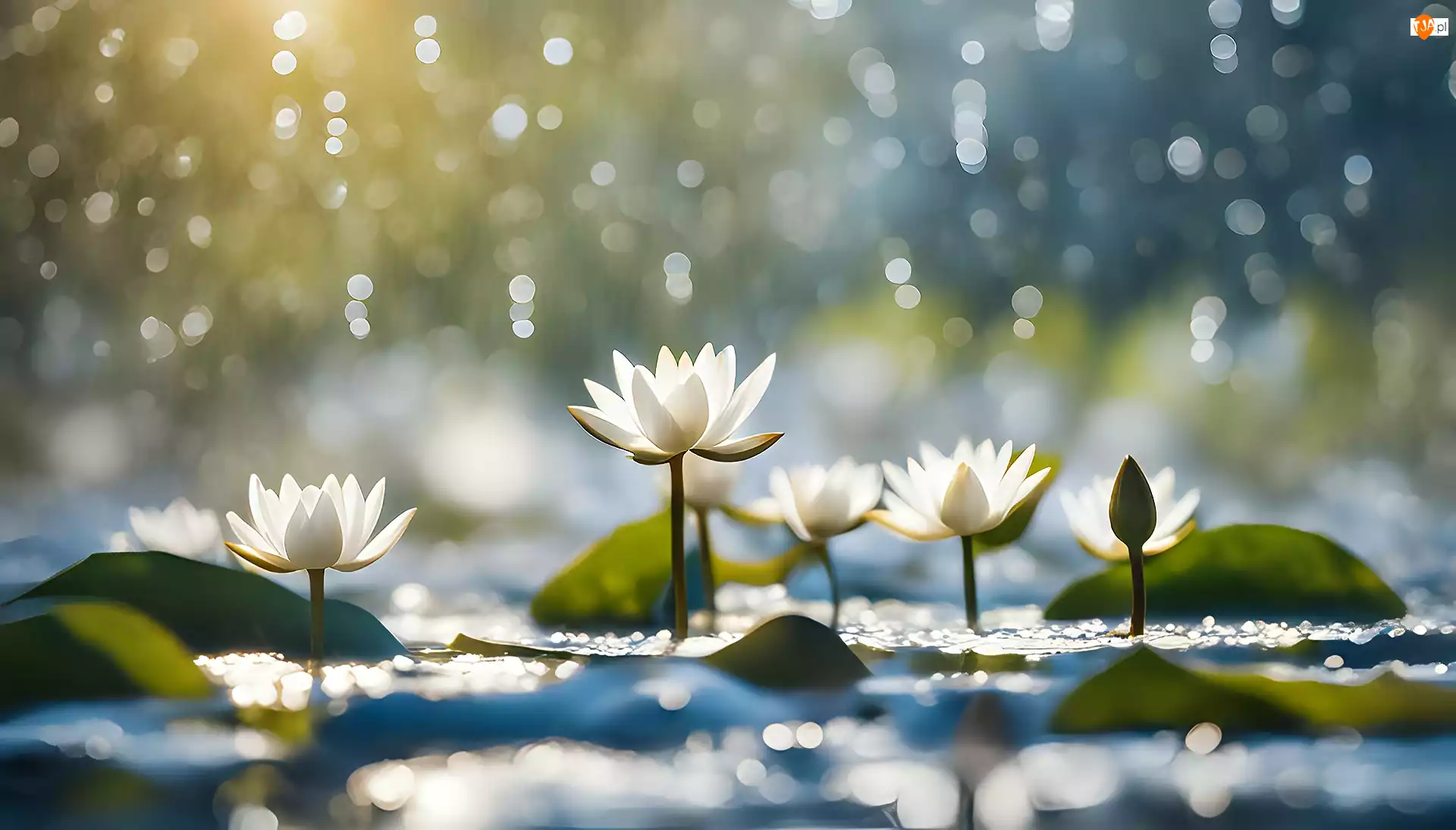 Kwiaty, Białe, Lilie wodne