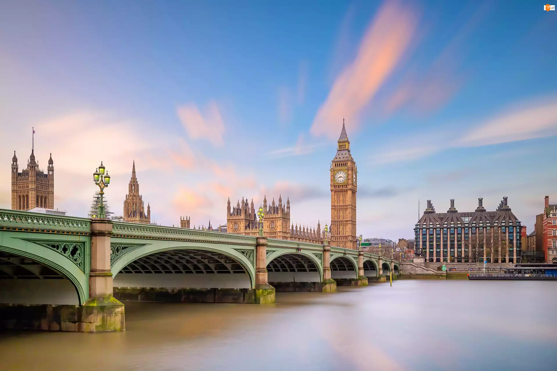 Londyn, Anglia, Most, Big Ben, Rzeka, Tamiza