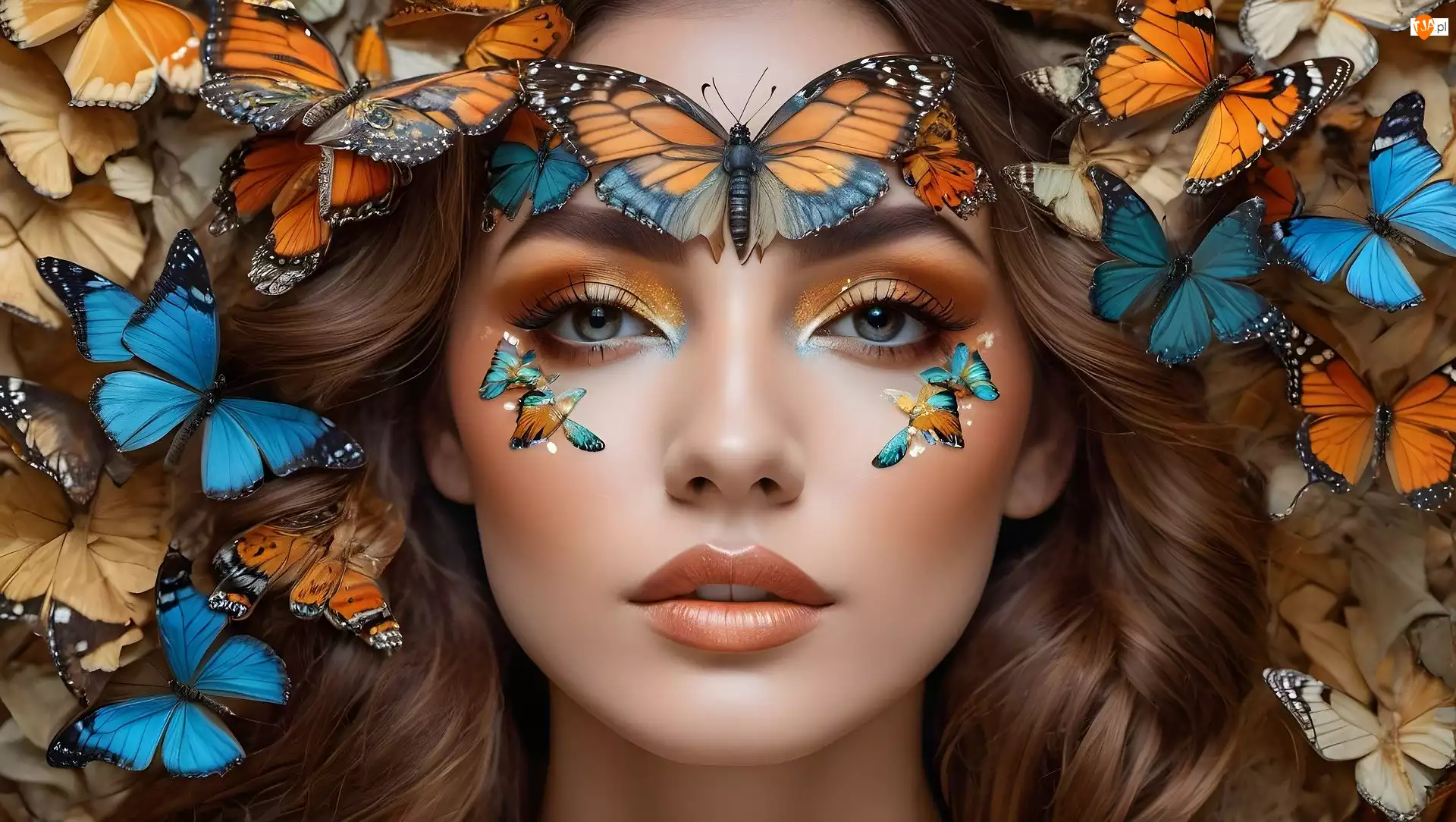 Motyle, Kobieta, Twarz, Makijaż