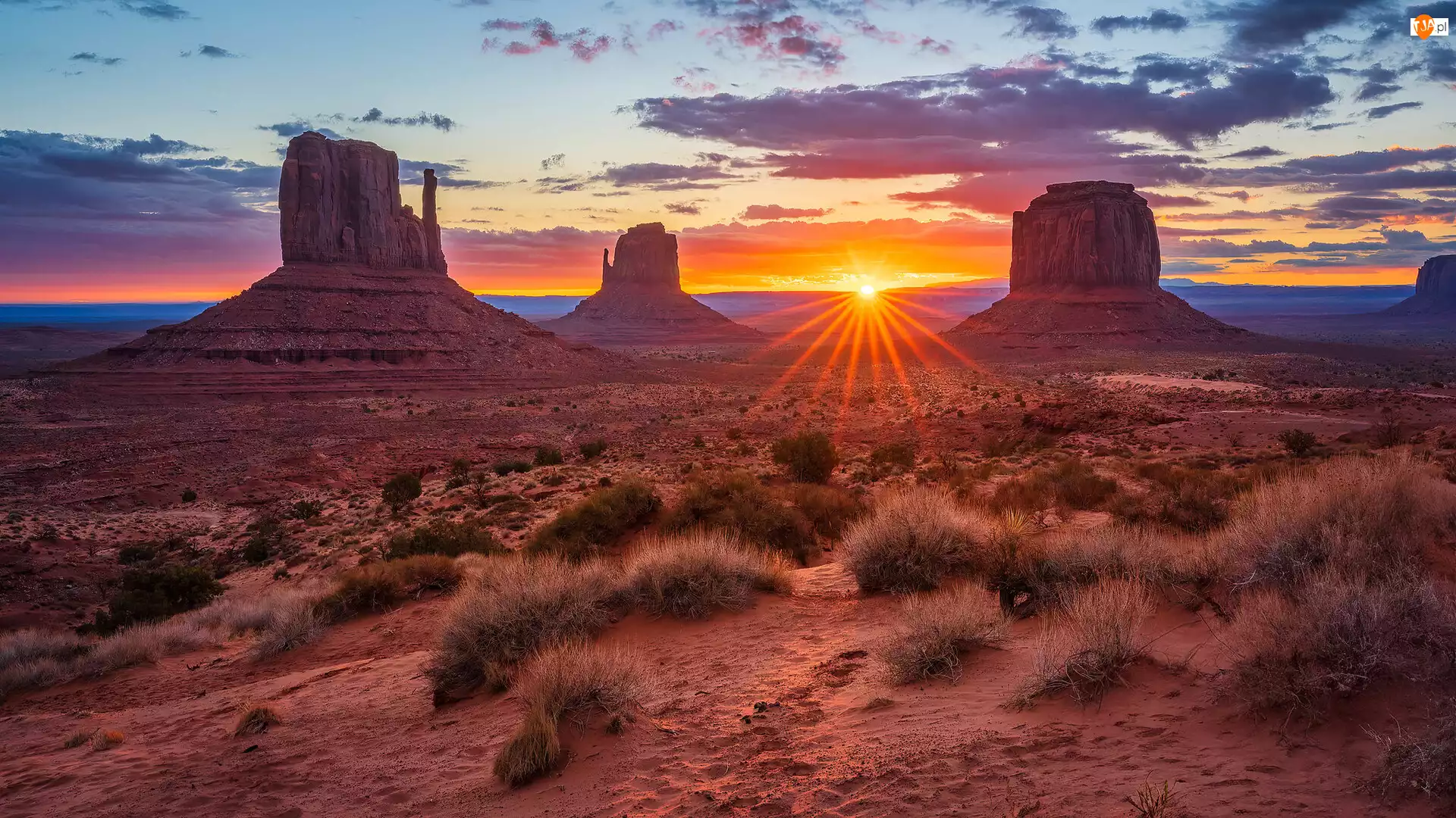 Wyżyna Kolorado, Stany Zjednoczone, Monument Valley, Promienie słońca, Dolina Skał, Skały