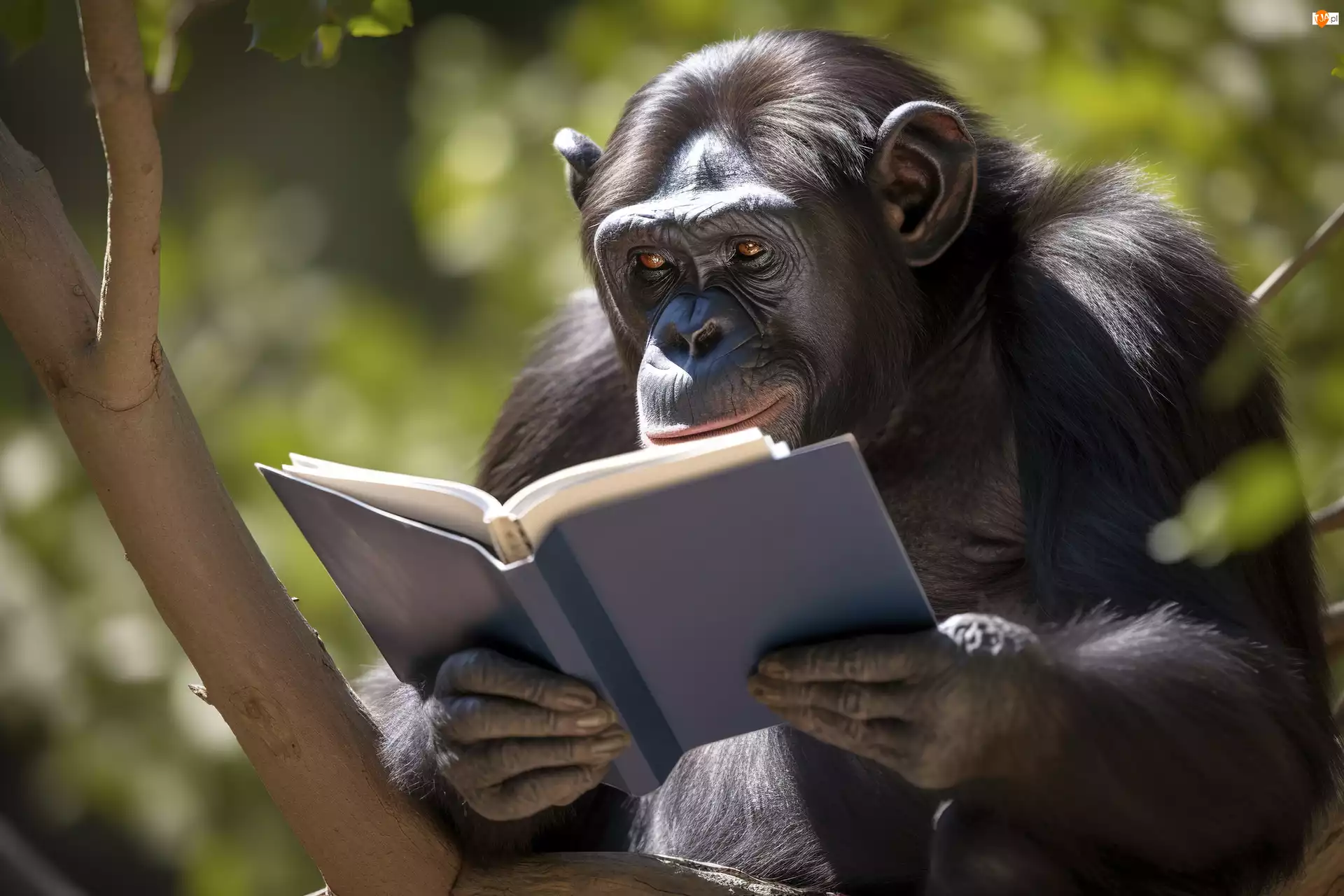 Drzewo, Szympans, Małpa, Książka