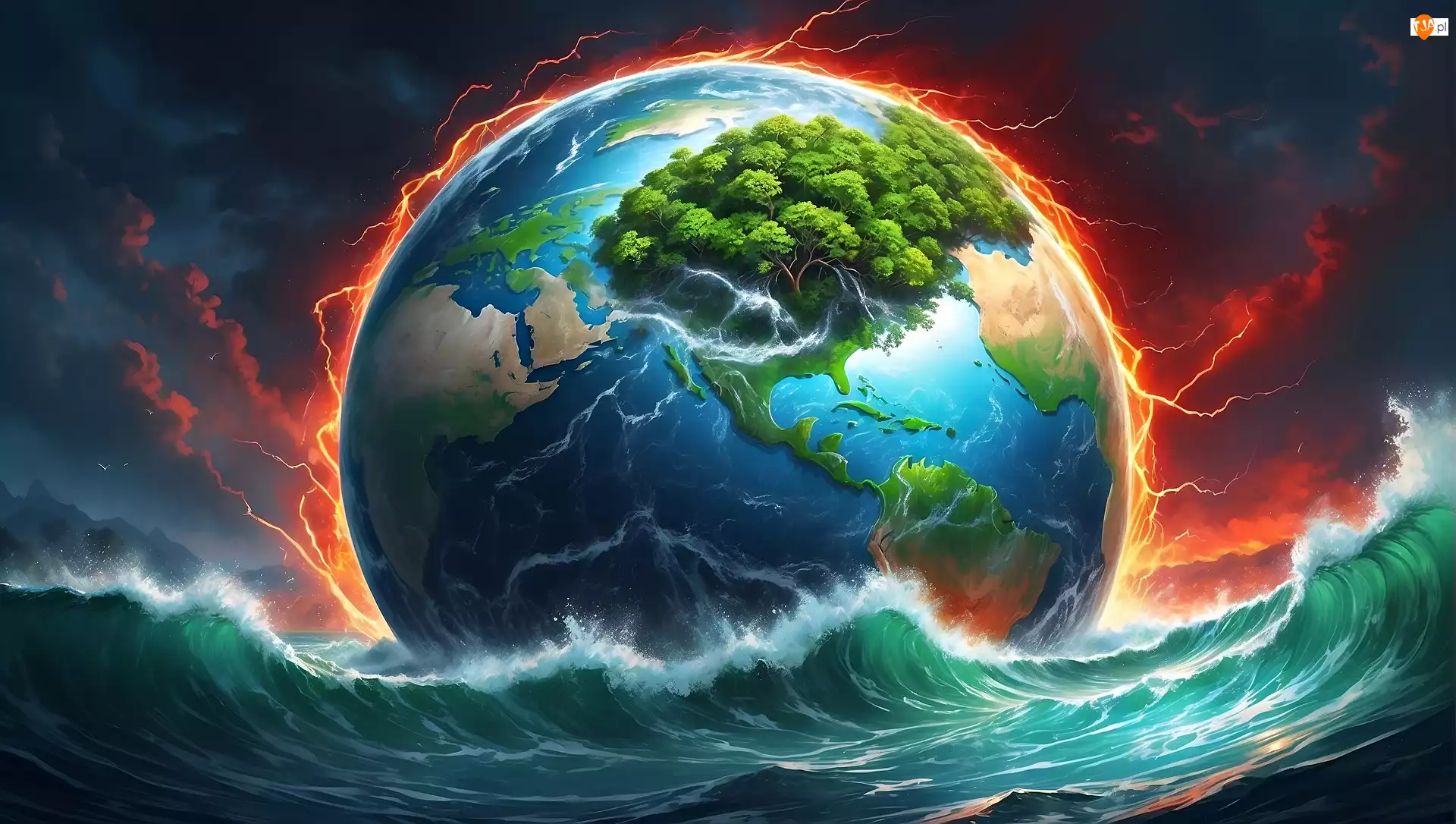 Planeta Ziemia, Ogień, Morze, Fantasy, Kontynenty