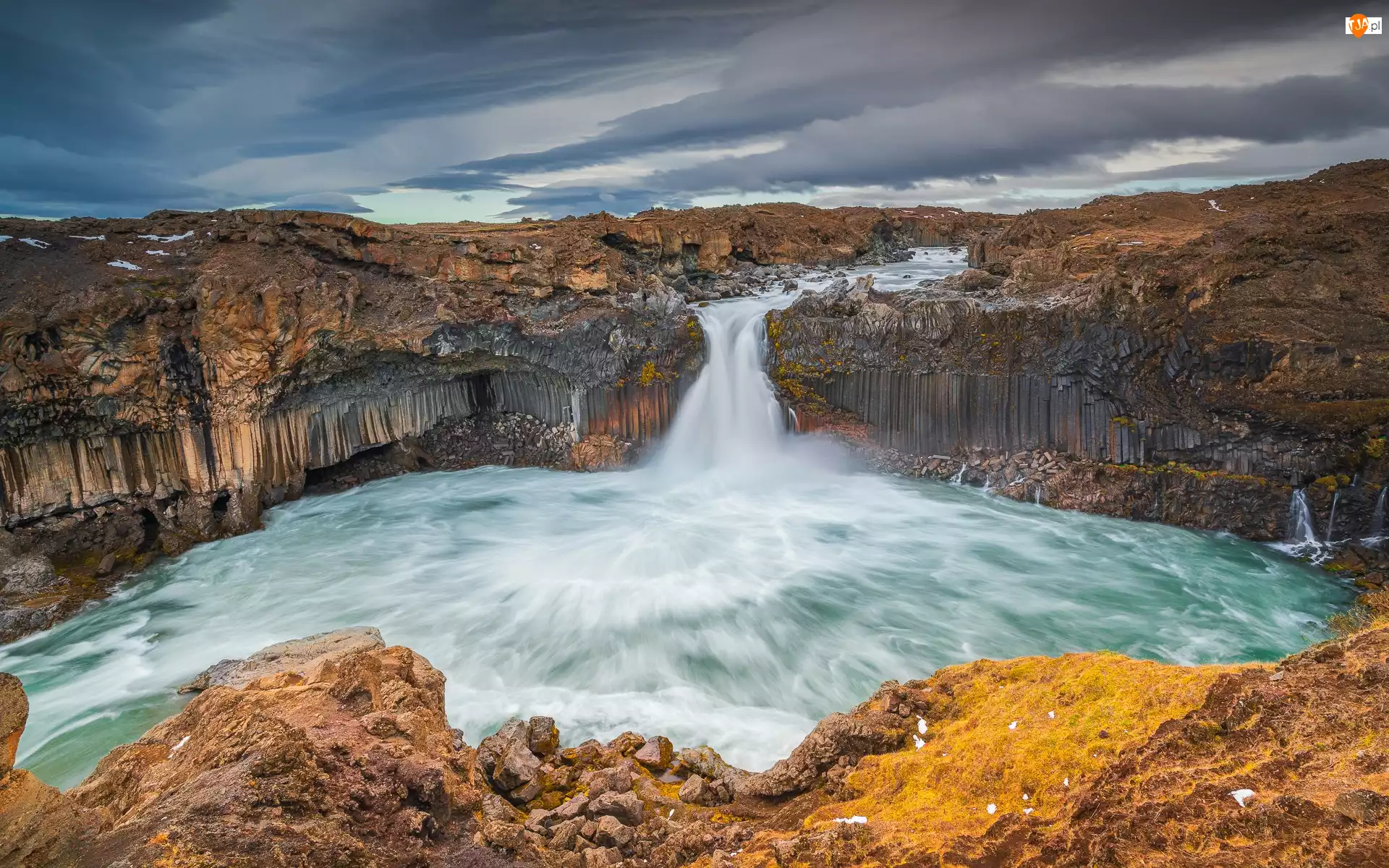 Wodospad, Islandia, Bazaltowe, Rzeka Skjalfandafljot, Aldeyjarfoss, Skały
