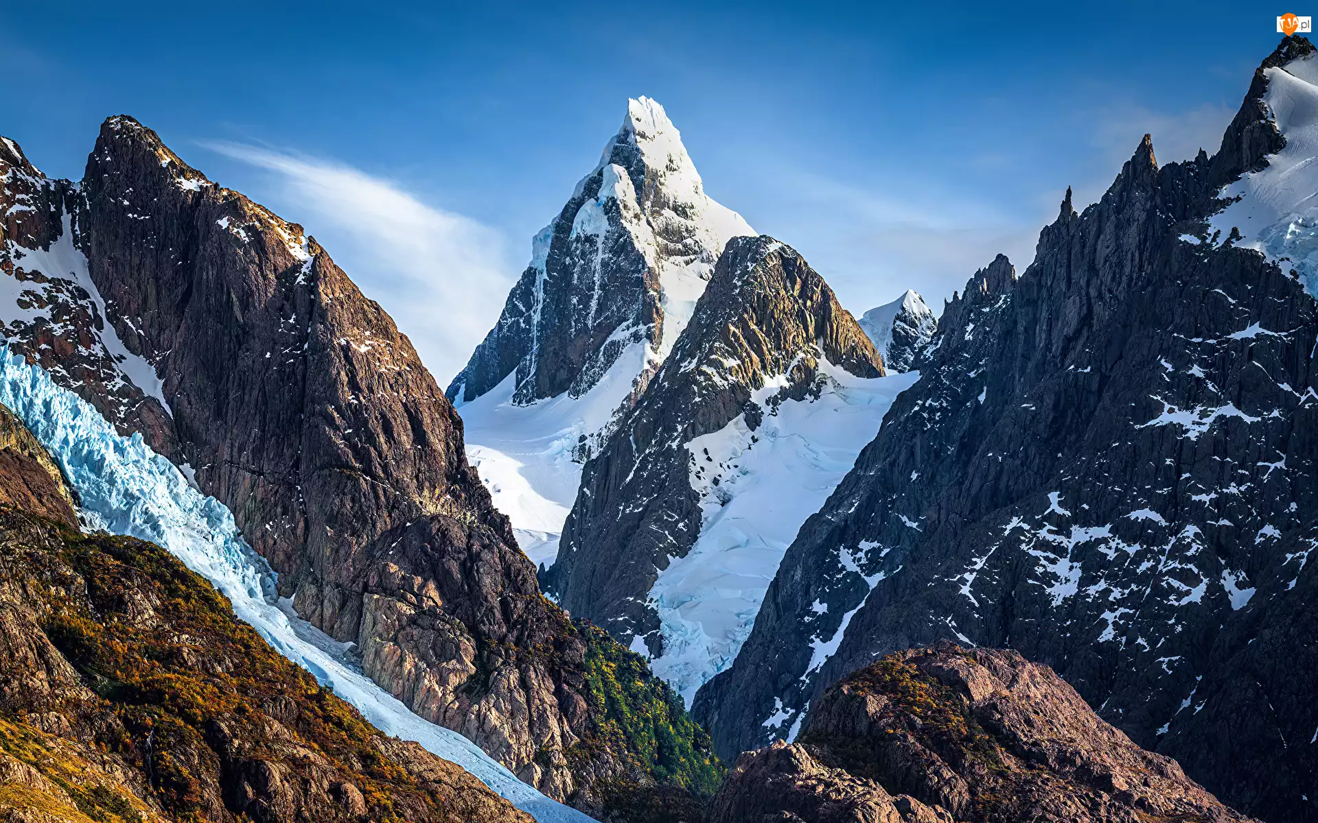 Góra, Śnieg, Góry Andy, Chile, Cerro Trono