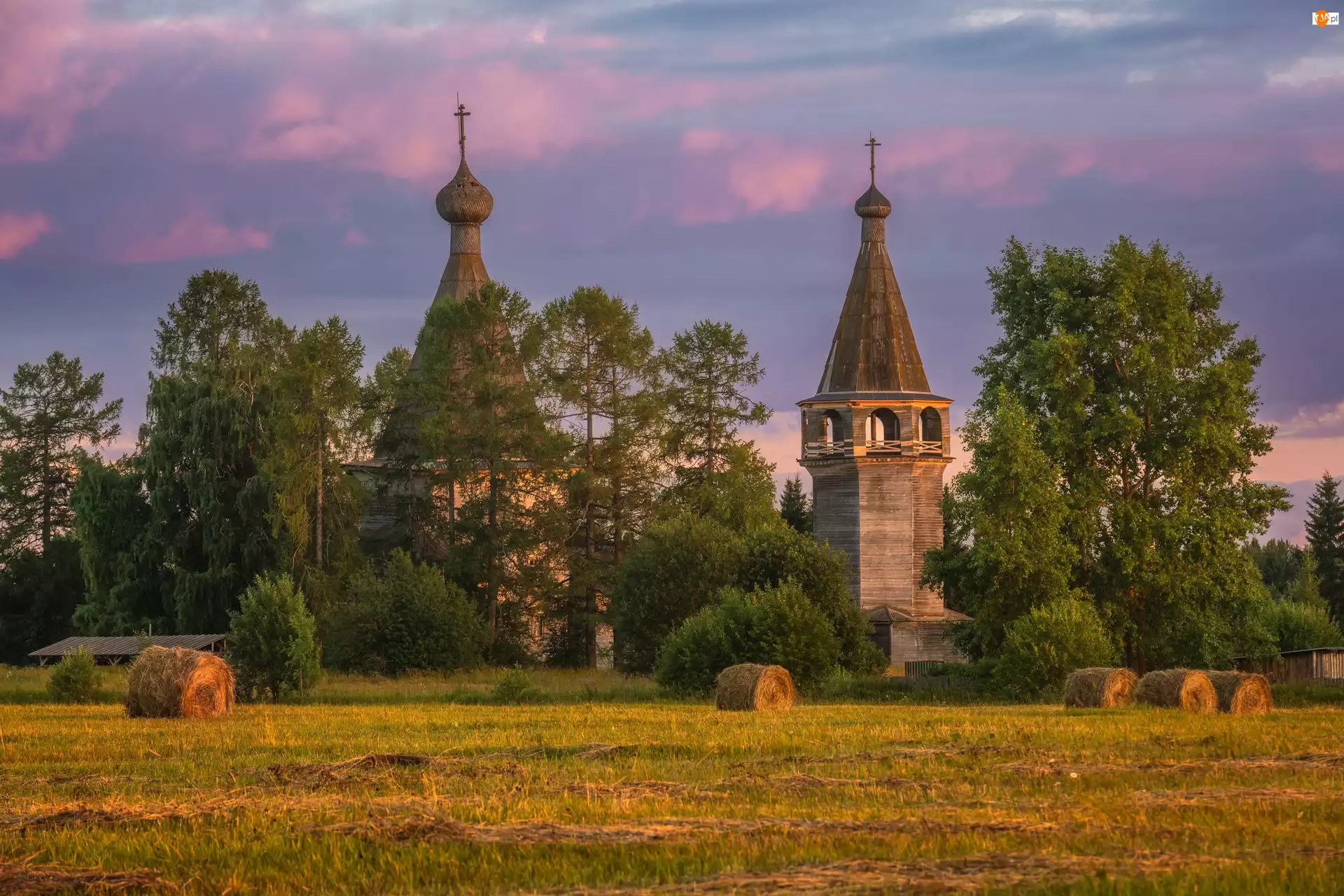 Drzewa, Cerkiew, Ściernisko, Słomy, Pole, Bele