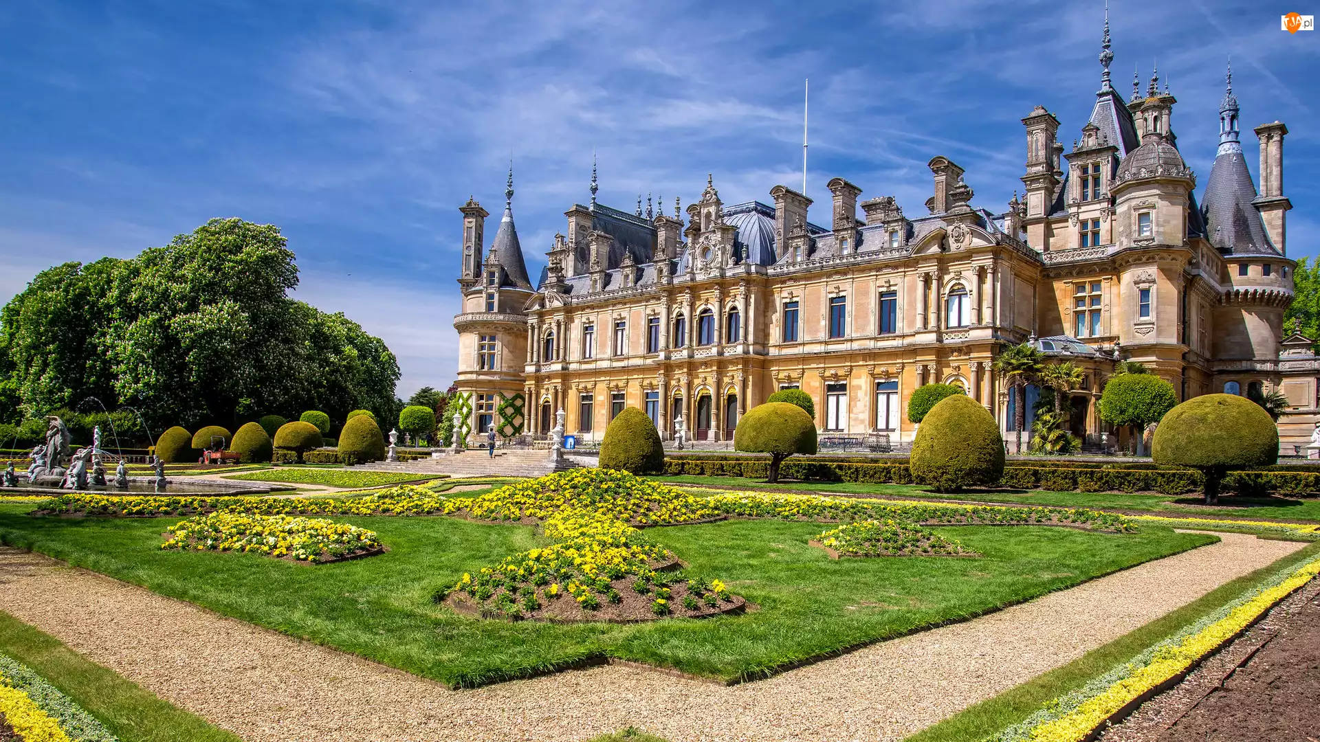 Dom, Dworek, Anglia, Rezydencja, Hrabstwo Buckinghamshire, Waddesdon Manor, Ogród