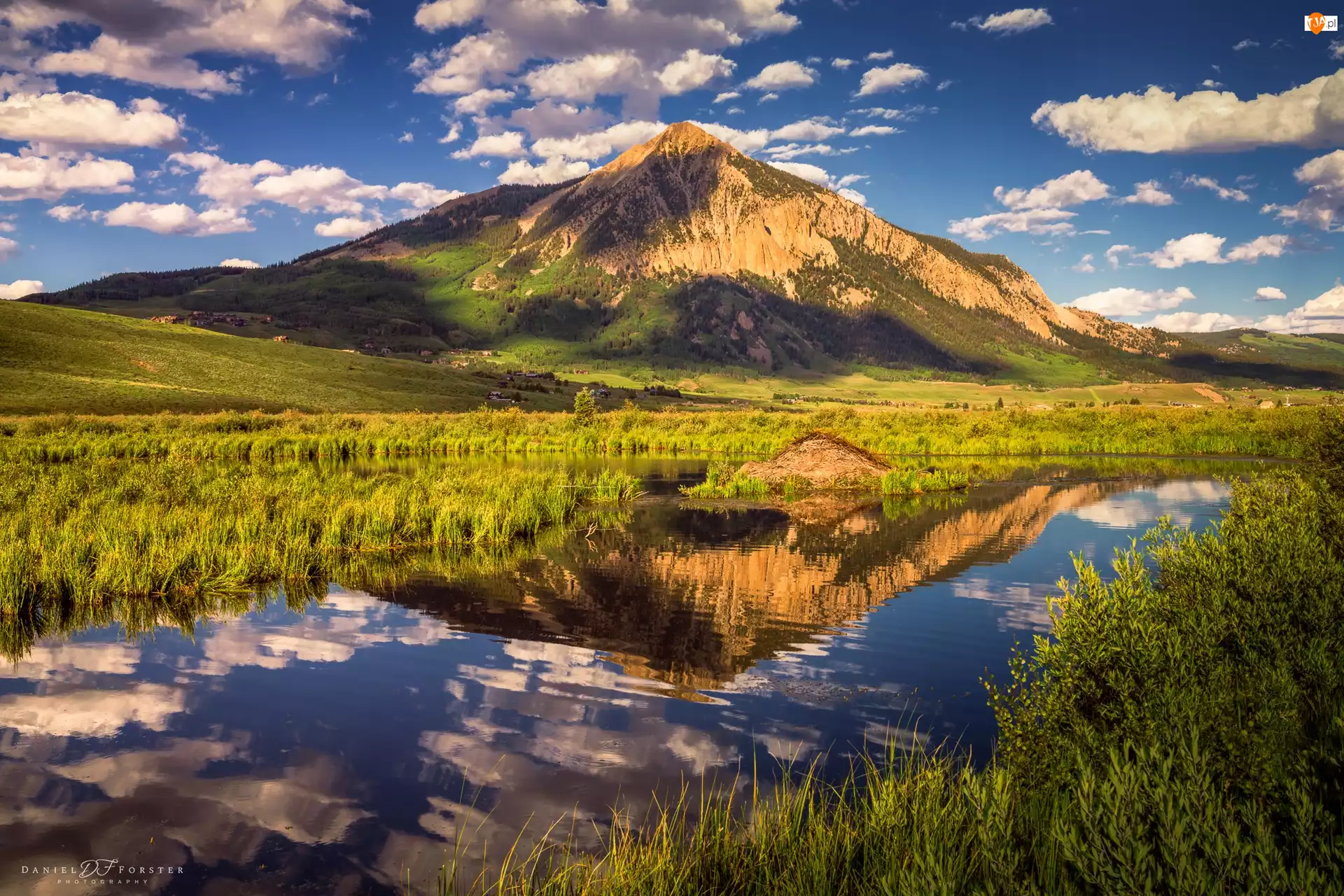 Kolorado, Góra, Trawa, Stany Zjednoczone, Krzewy, Rzeka, Crested Butte Mountain