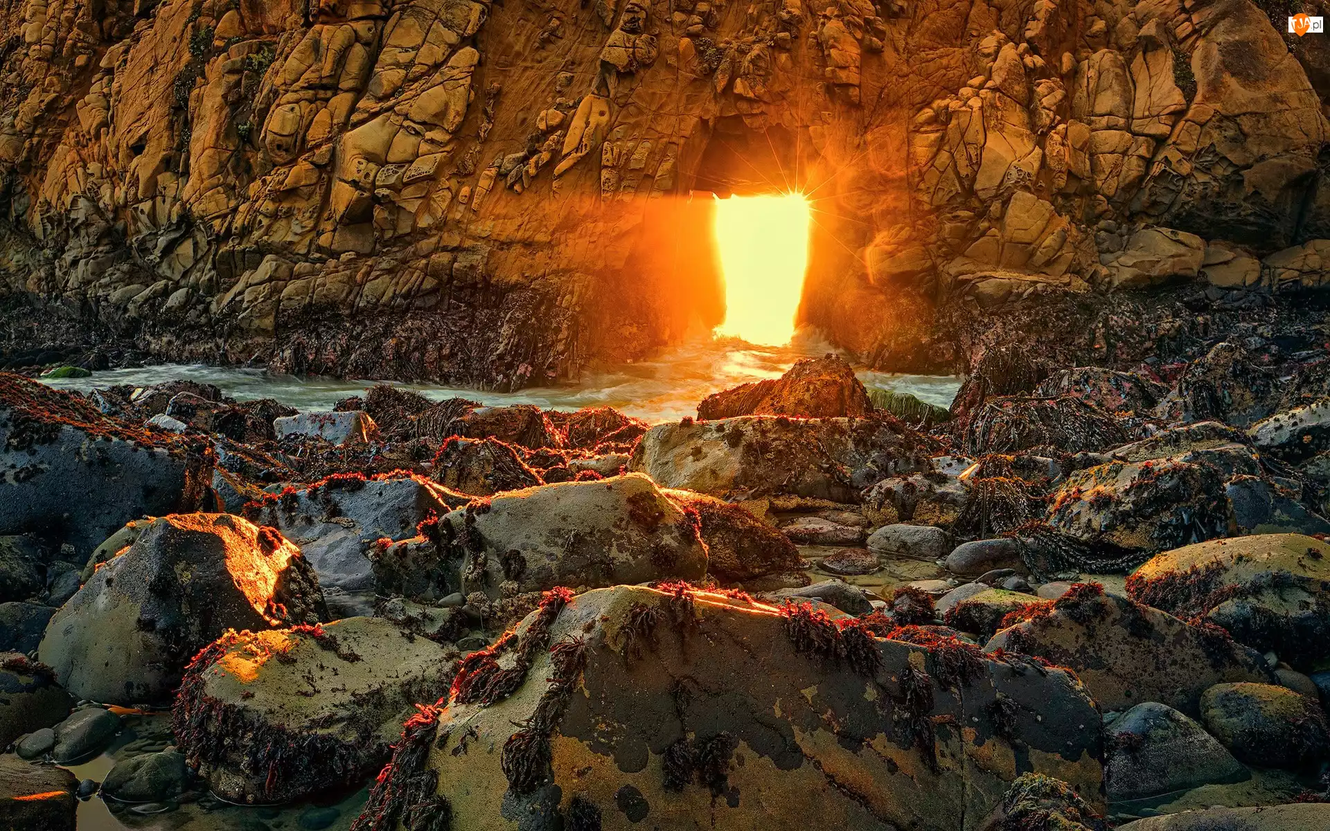 Jaskinia, Stany Zjednoczone, Big Sur, Keyhole Arch, Kalifornia, Skały, Przebijające Światło, Wybrzeże