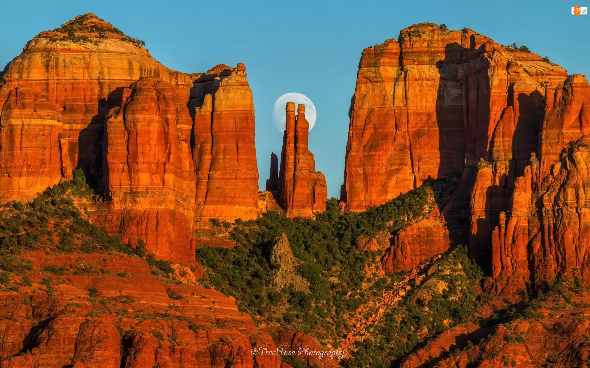 Skały, Księżyc, Arizona, Stany Zjednoczone, Cathedral Rock