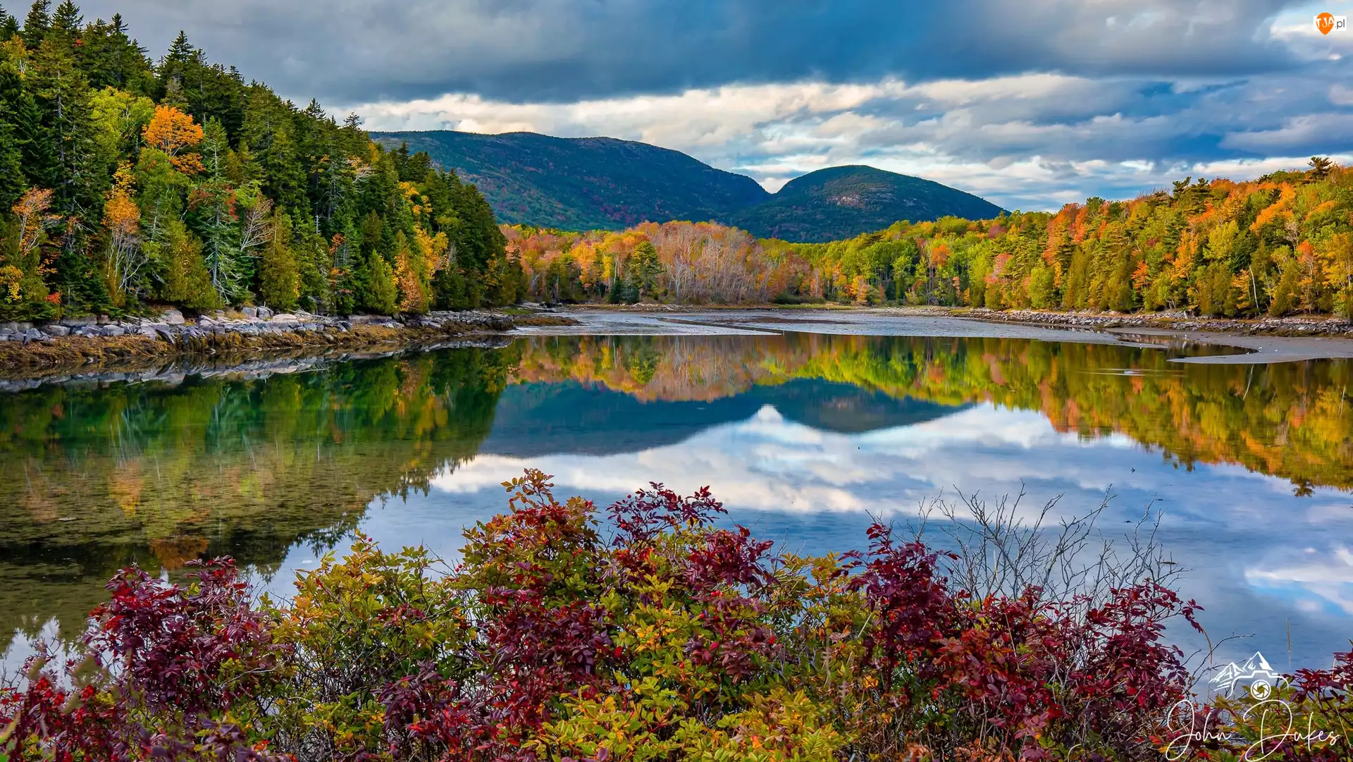 Bubble Mountains, Stan Maine, Góry, Lasy, Roślinność, Park Narodowy Acadia, Jezioro, Stany Zjednoczone, Jordan Pond