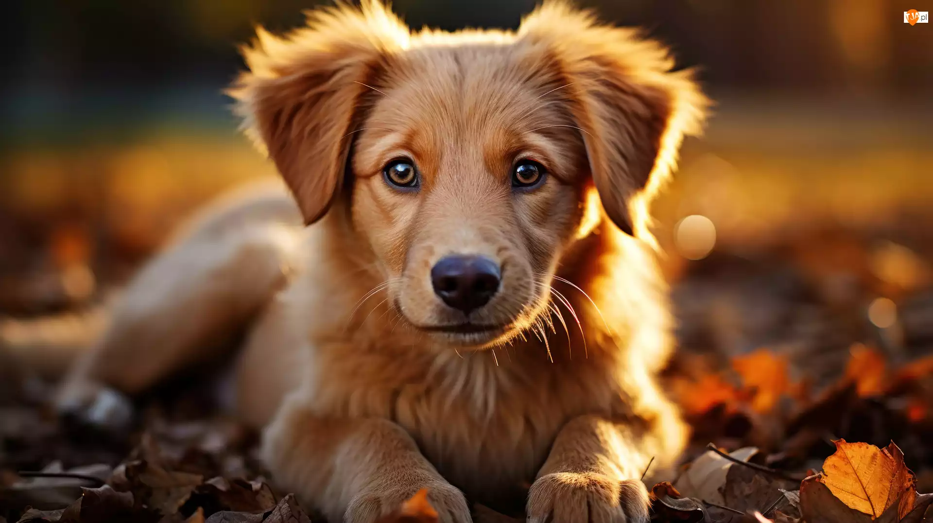 Golden retriever, Leżący, Szczeniak, Pies