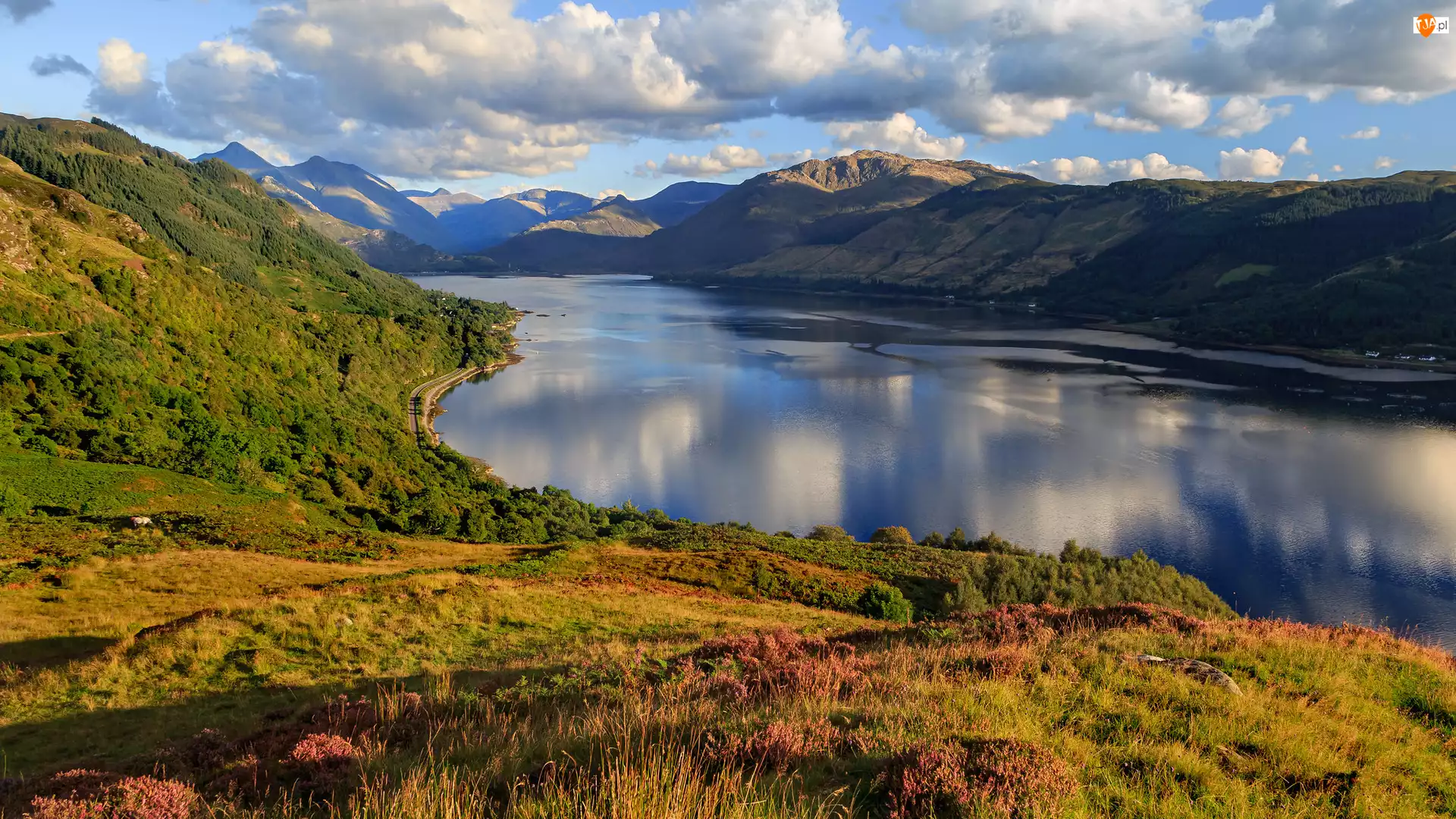 Loch Duich, Góry Kintail, Jezioro, Szkocja, Wzgórza