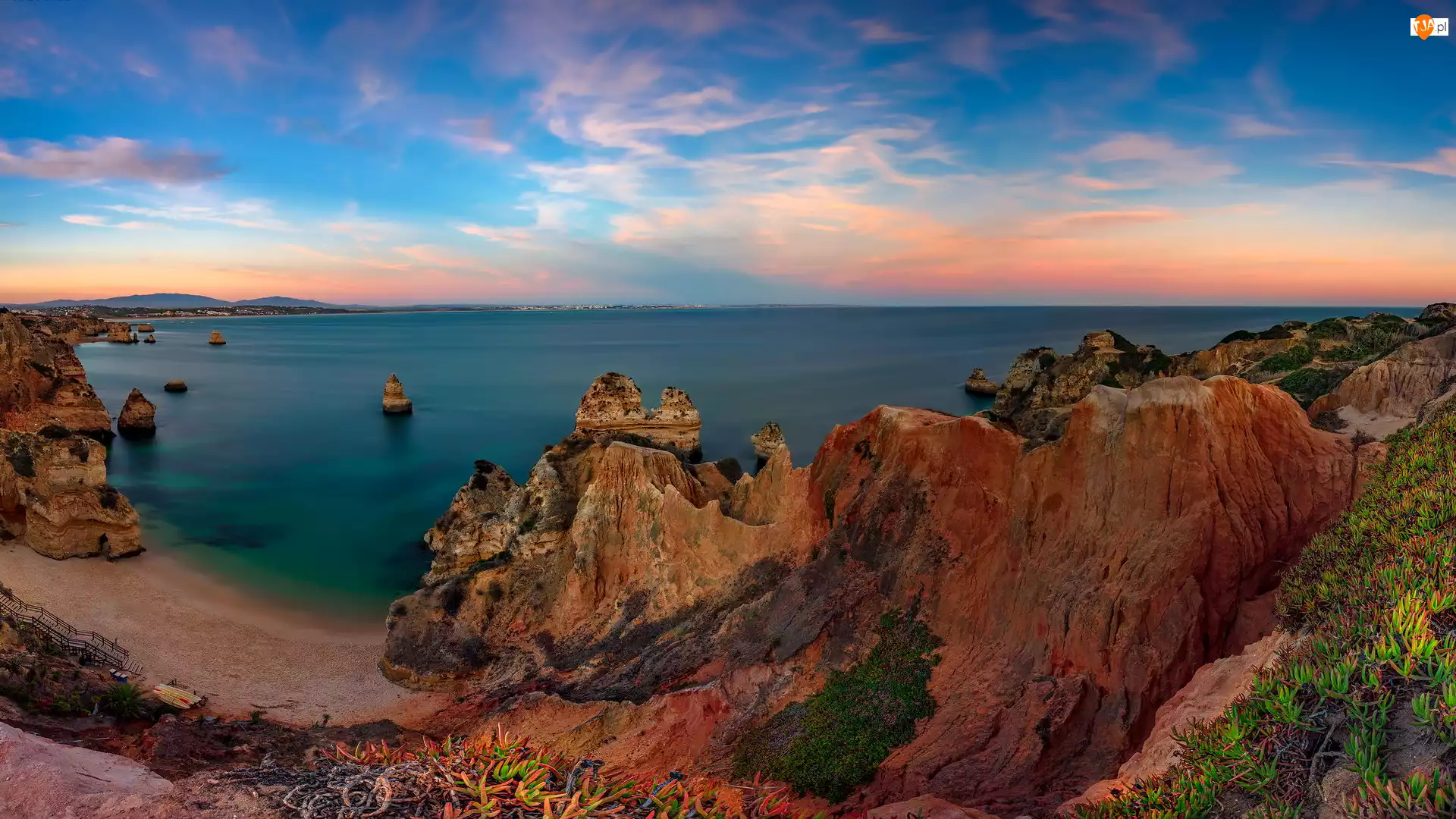 Skały, Morze, Praia do Camilo, Portugalia, Plaża, Lagos