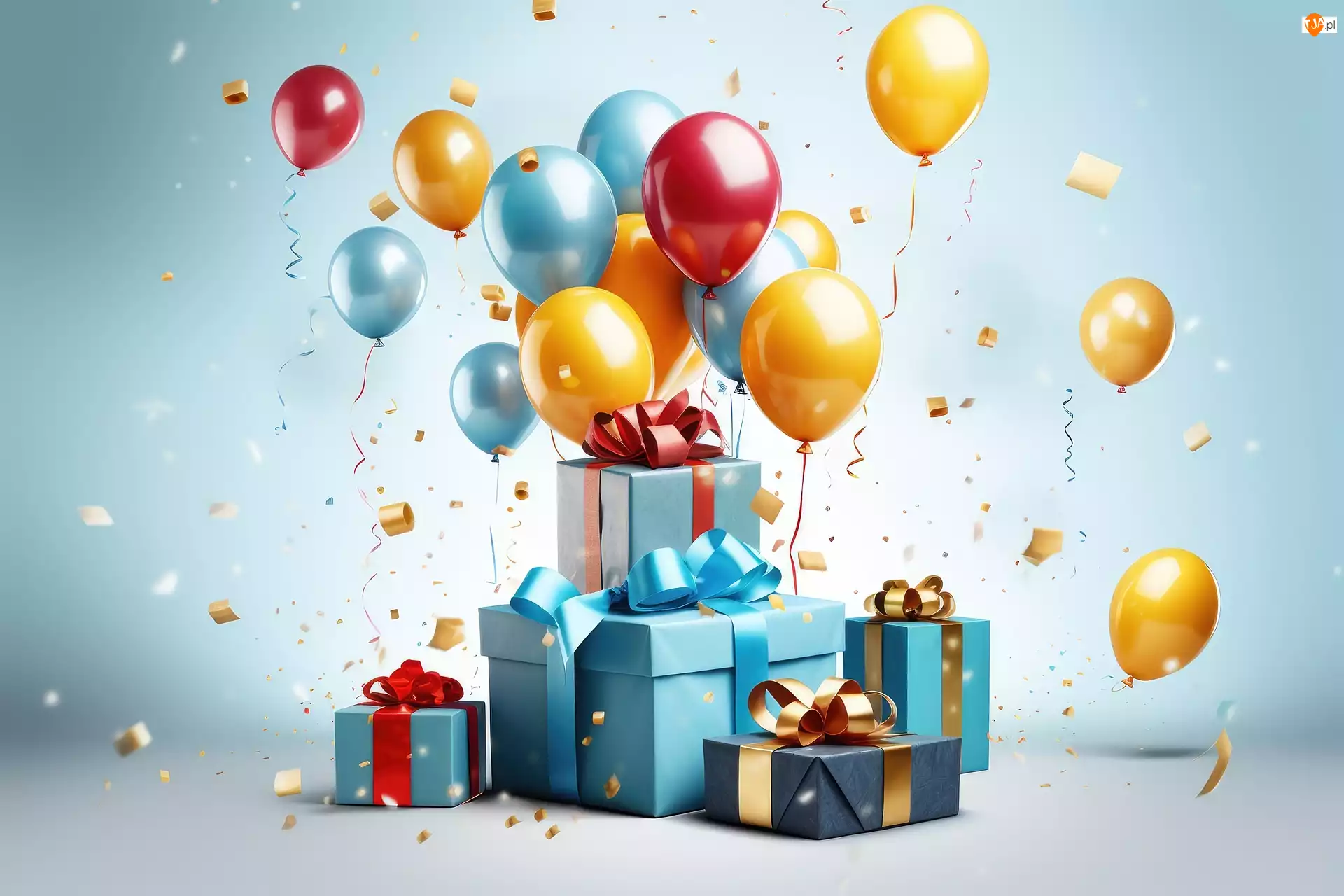 Urodziny, Prezenty, Kolorowe, Baloniki