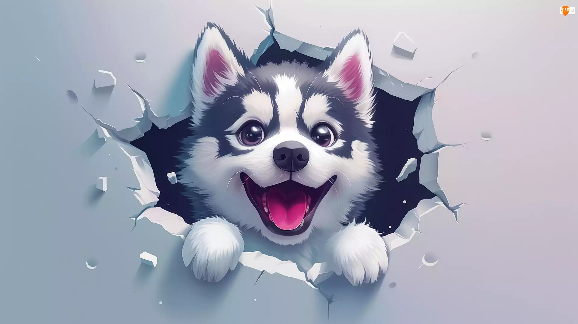 Grafika, Pies, Szczeniak, Siberian husky