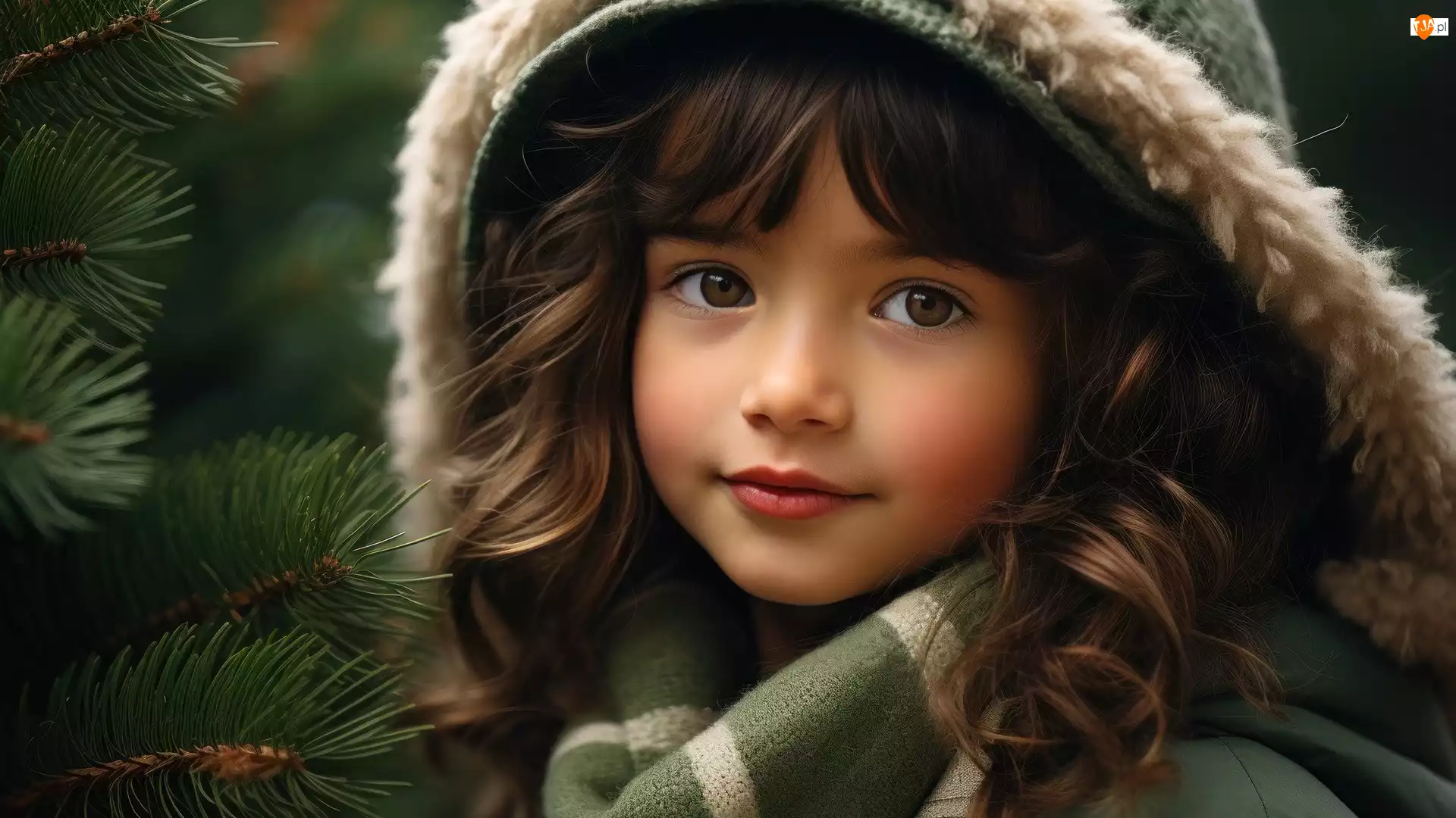 Szalik, Długowłosa, Dziewczynka, Kaptur