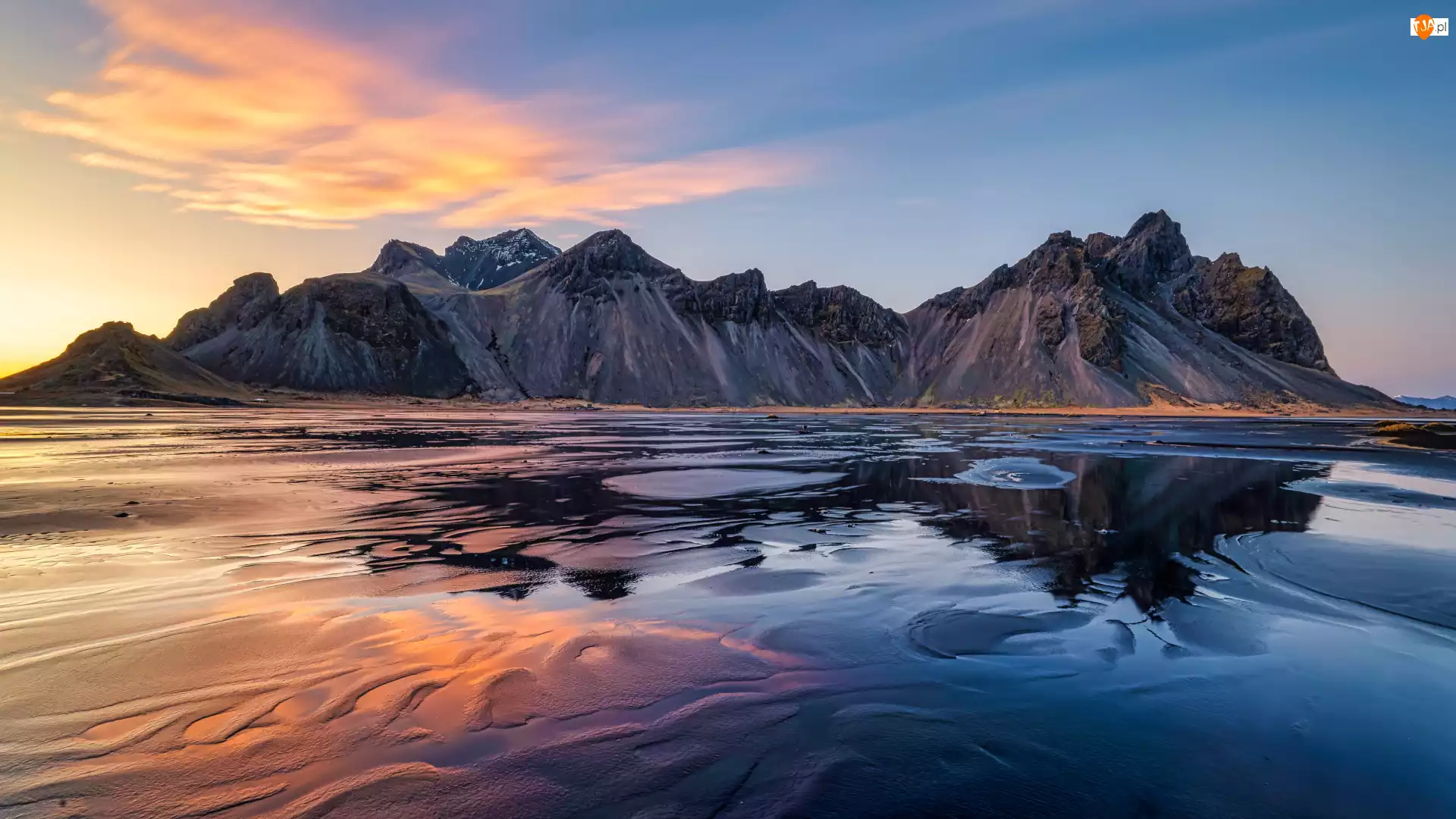 Odbicie, Islandia, Góra Vestrahorn, Morze