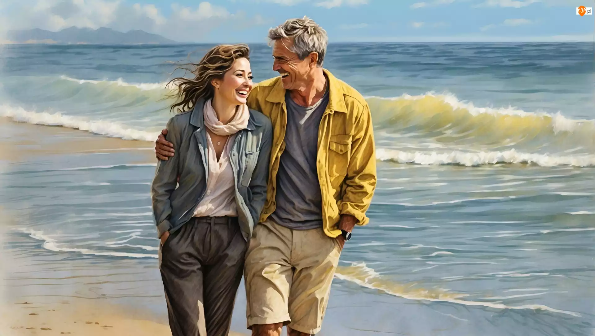 Kobieta, Mężczyzna, Wakacje, Plaża, Para, Morze