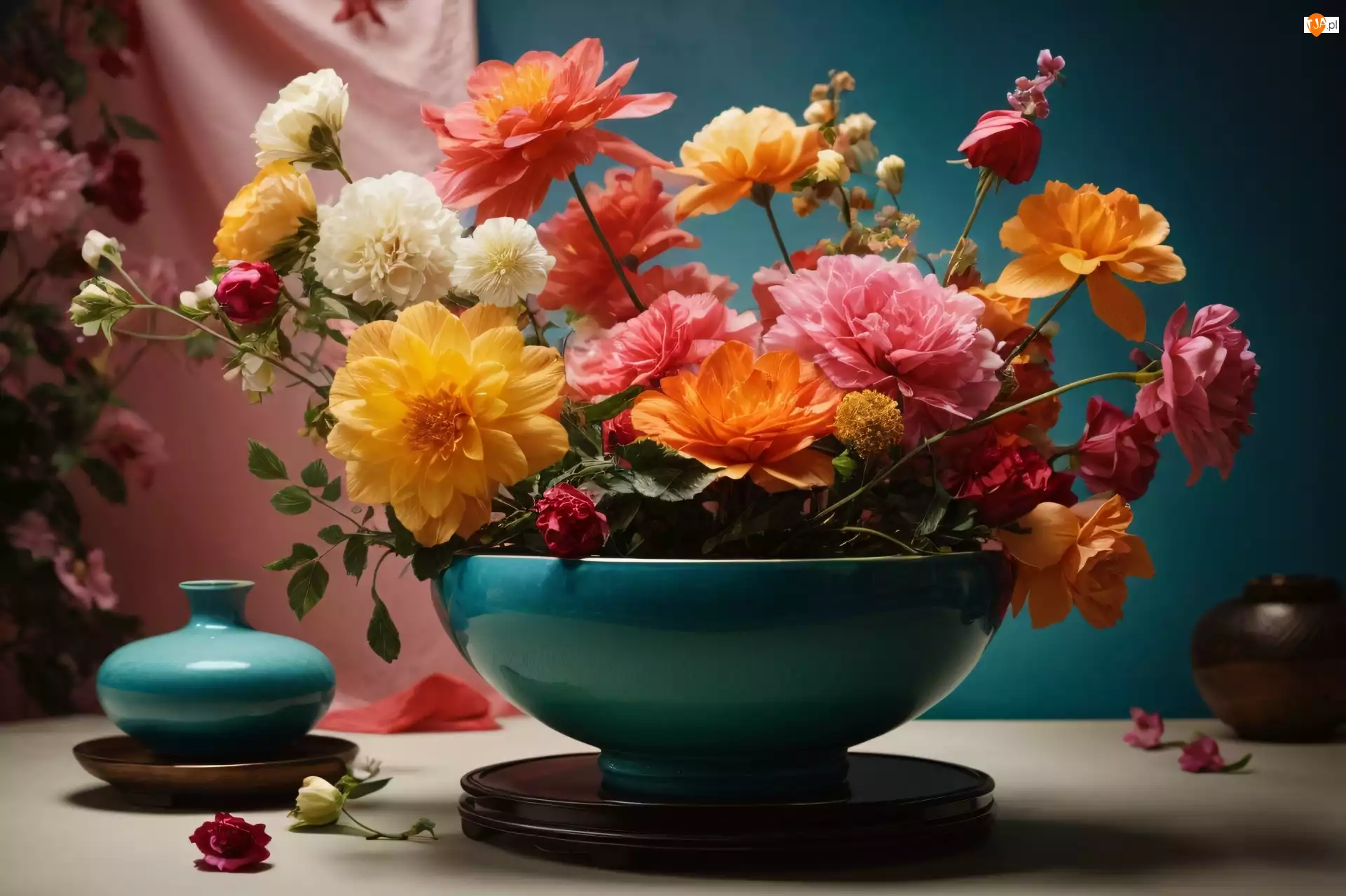 Waza, Kwiaty, Kolorowe, Bukiet