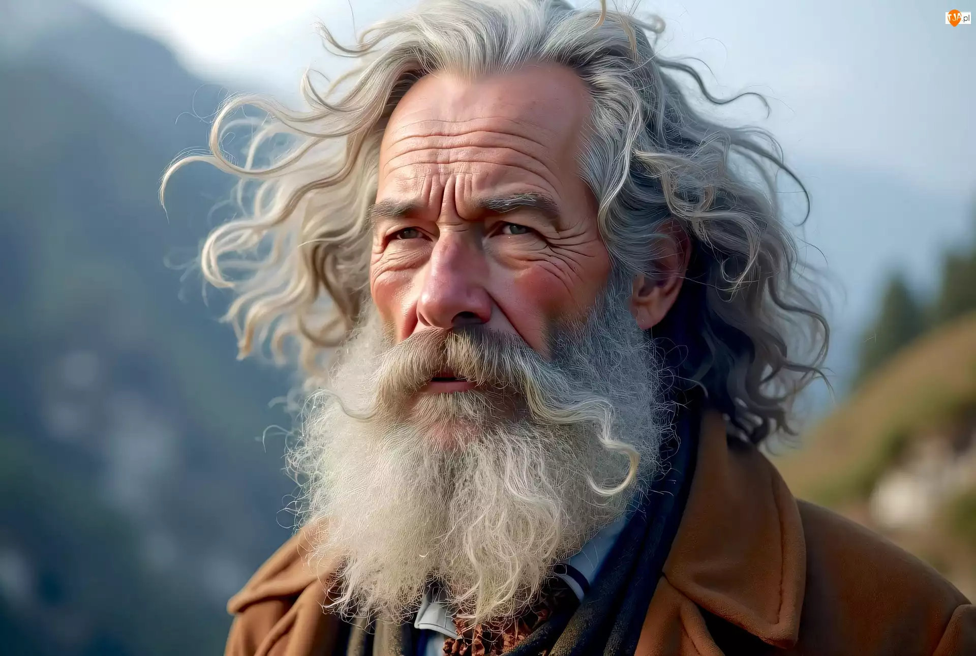 Siwy, Mężczyzna, Włosy, Broda, Długi, Wąsy